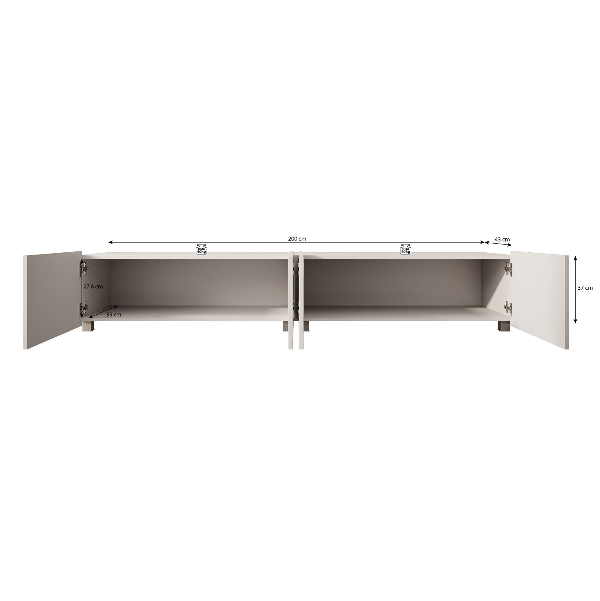 Calabas - TV-Meubel met 4 deuren - Kastanje - 200 cm