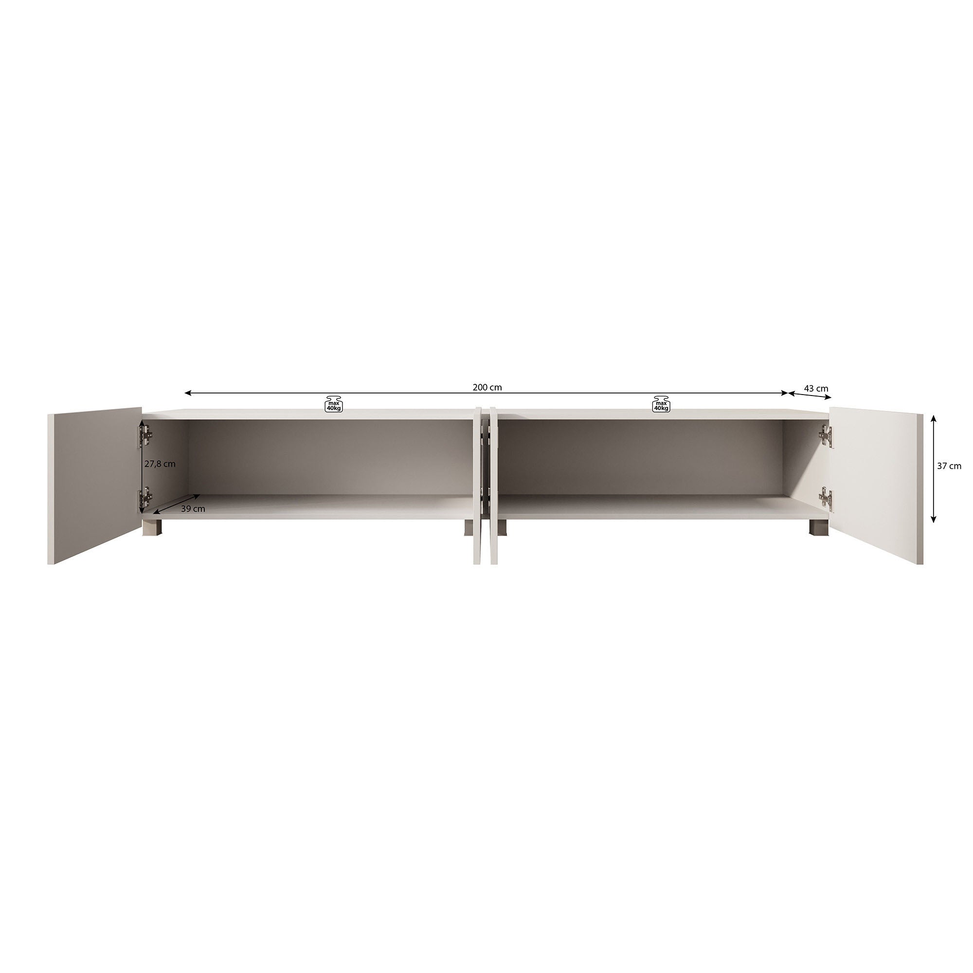 Calabas - TV-Meubel met 4 deuren - Wit - 200 cm