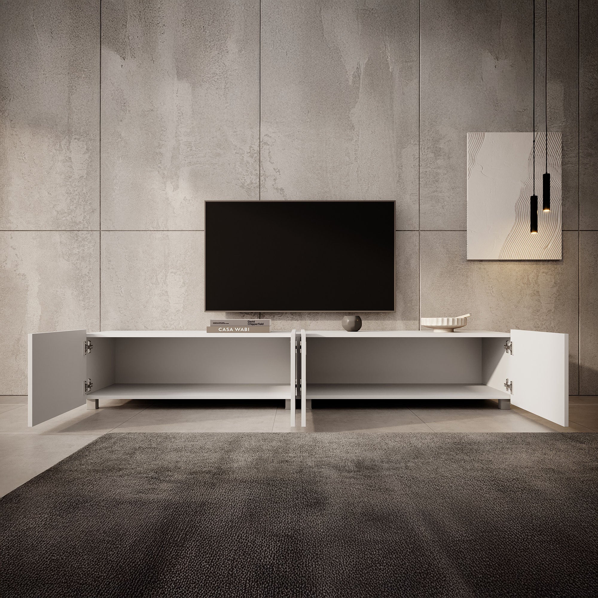 Calabas - TV-Meubel met 4 deuren - Wit - 200 cm