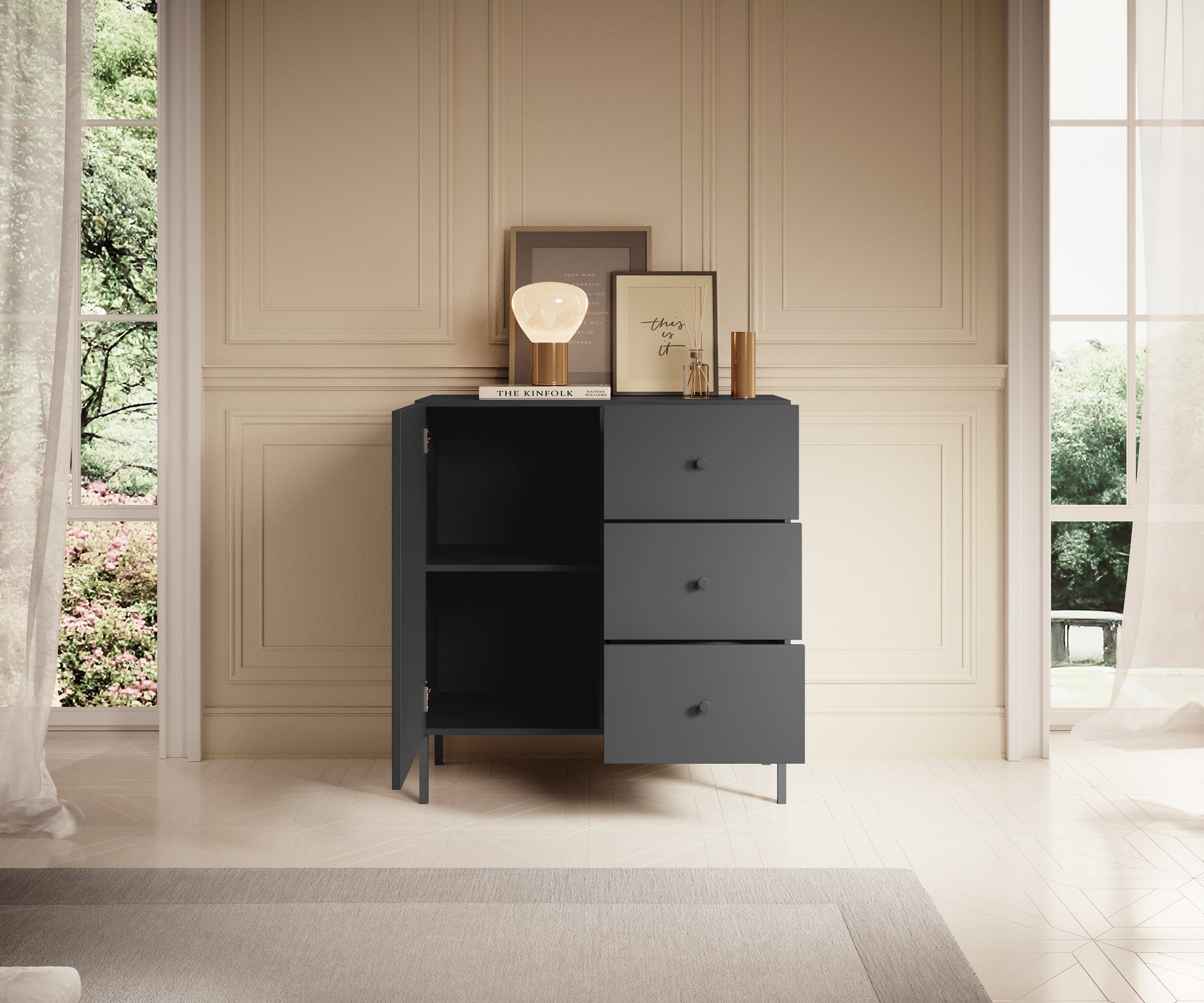 Vermont - Dressoir - Antraciet - 91x42x98 cm