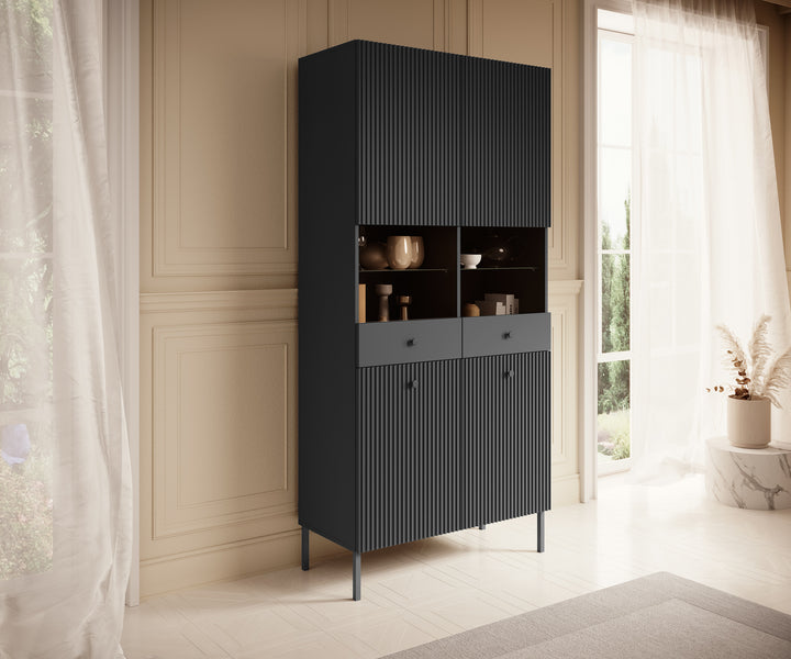 Vermont - Vitrinekast - Antraciet - 91x42x193 cm