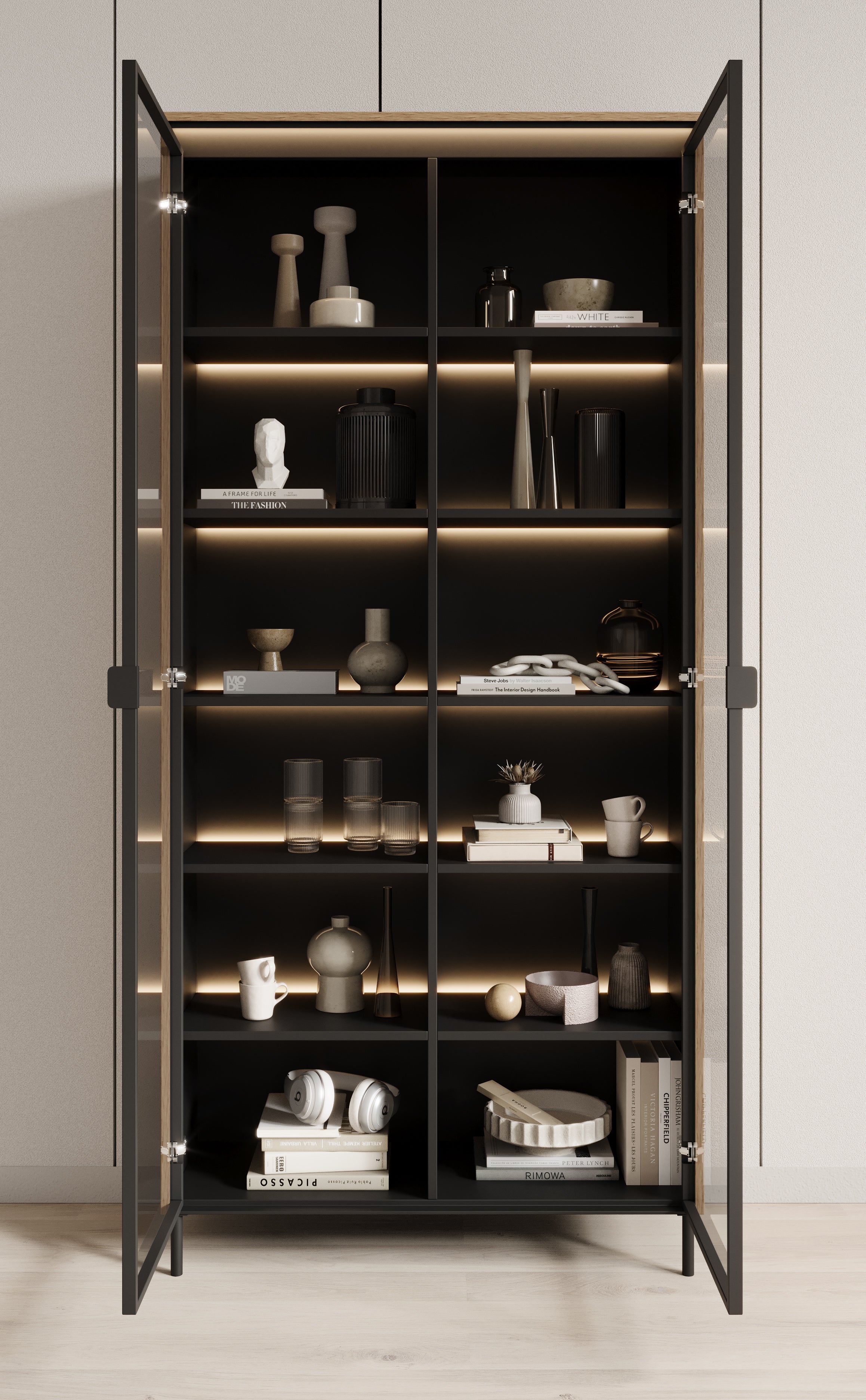 Timoteo - Vitrinekast - Eiken - 92x34x196 cm