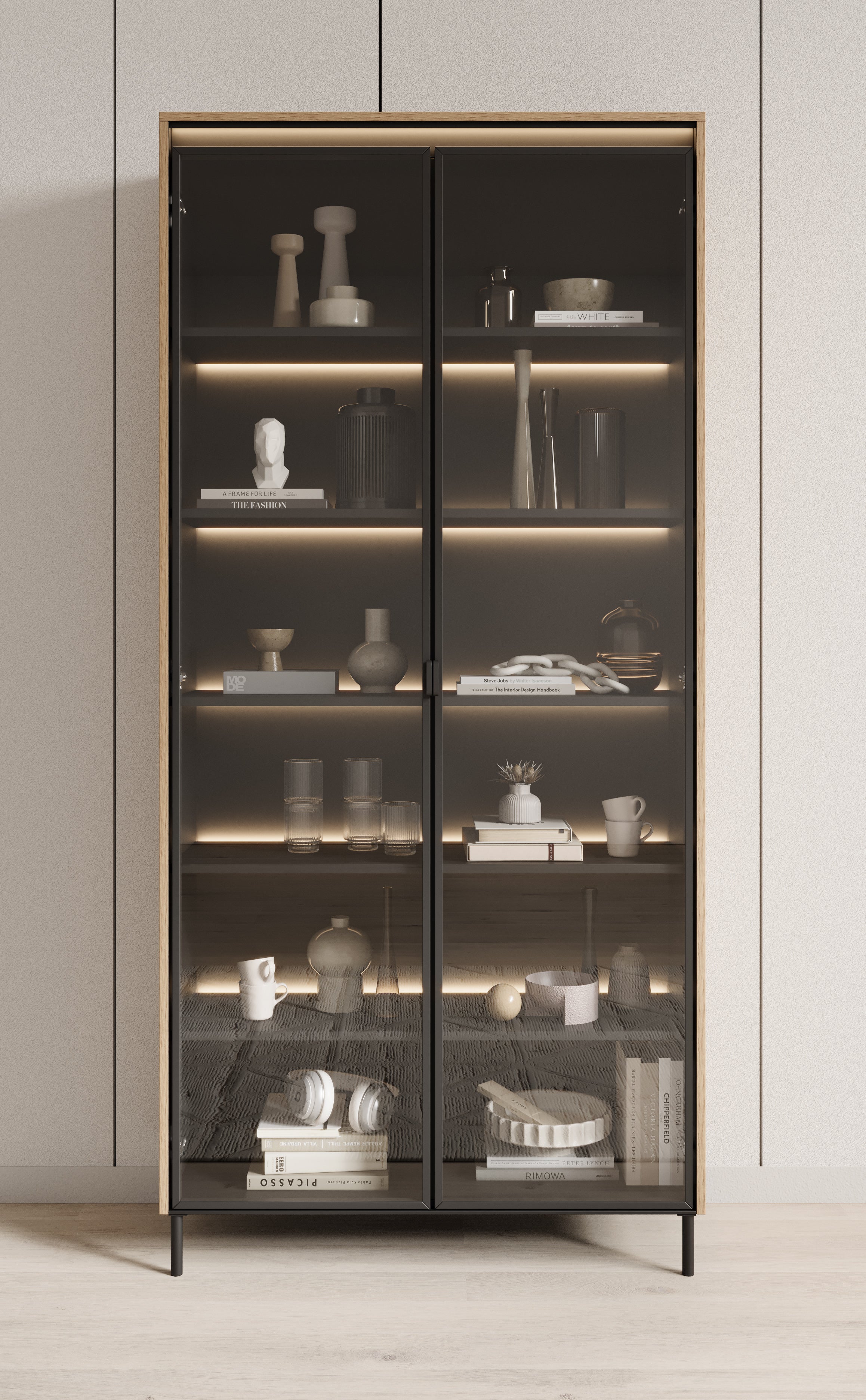 Timoteo - Vitrinekast - Eiken - 92x34x196 cm