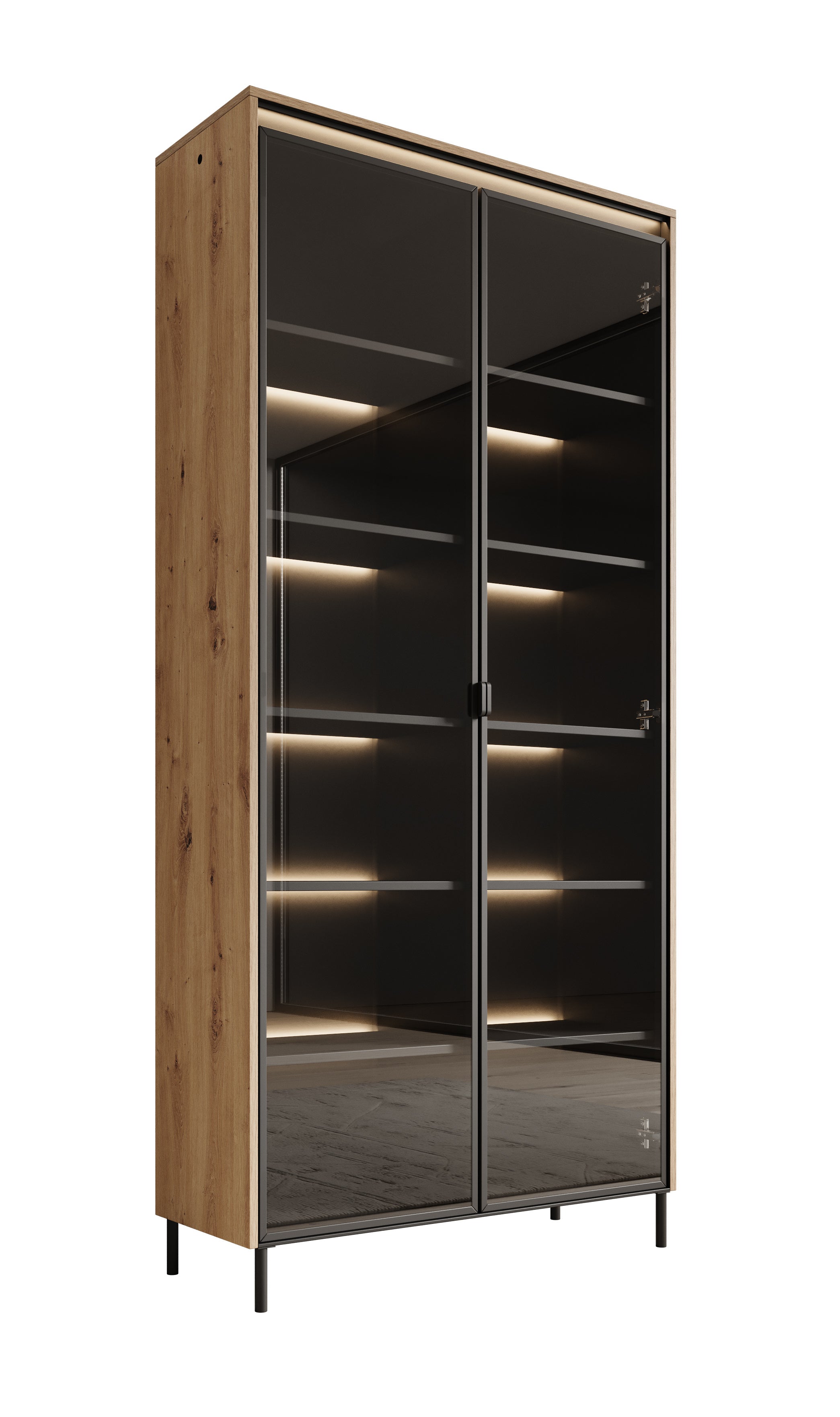 Timoteo - Vitrinekast - Eiken - 92x34x196 cm