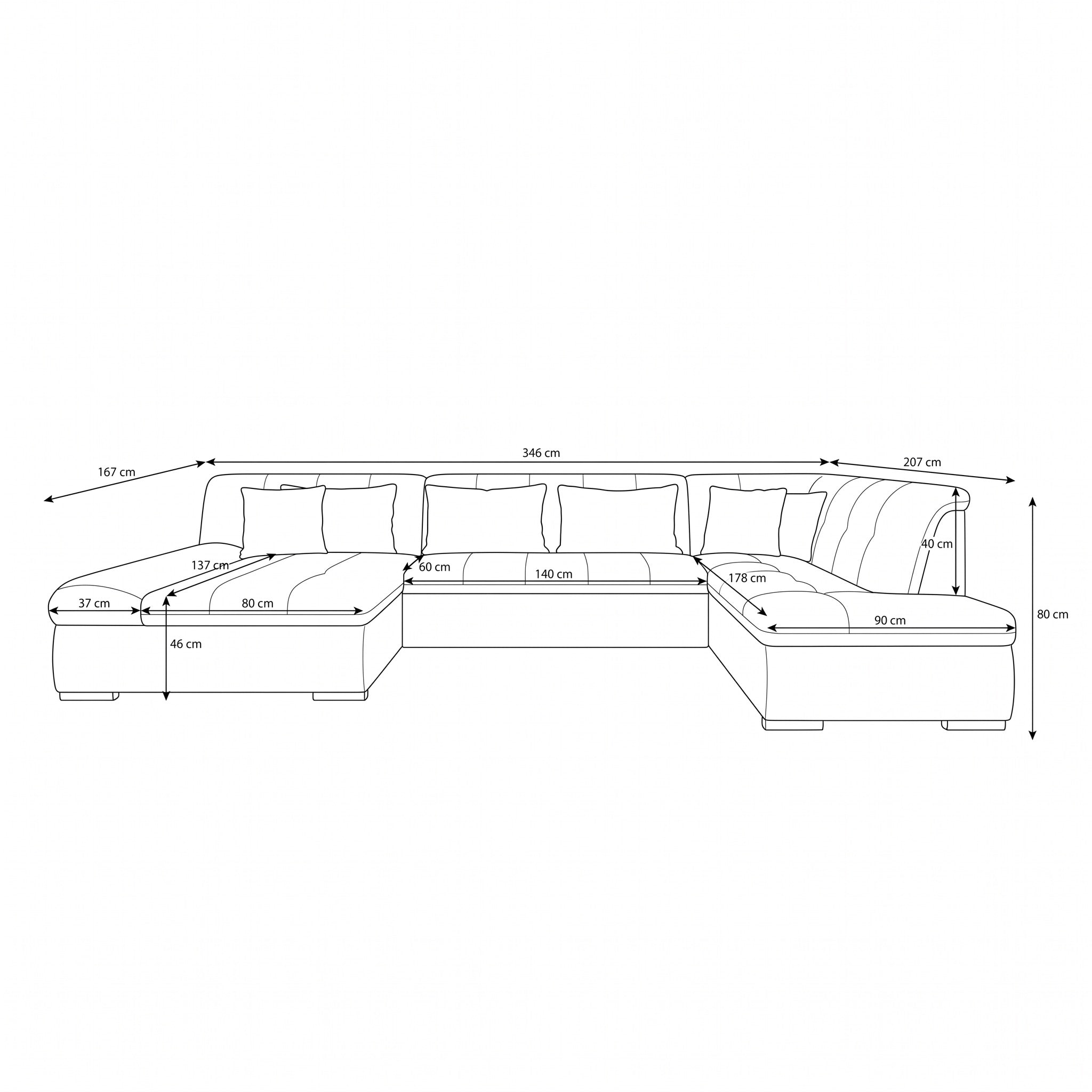 Alberta XL - Hoekbank 5-zits - Velvet zwart - Links