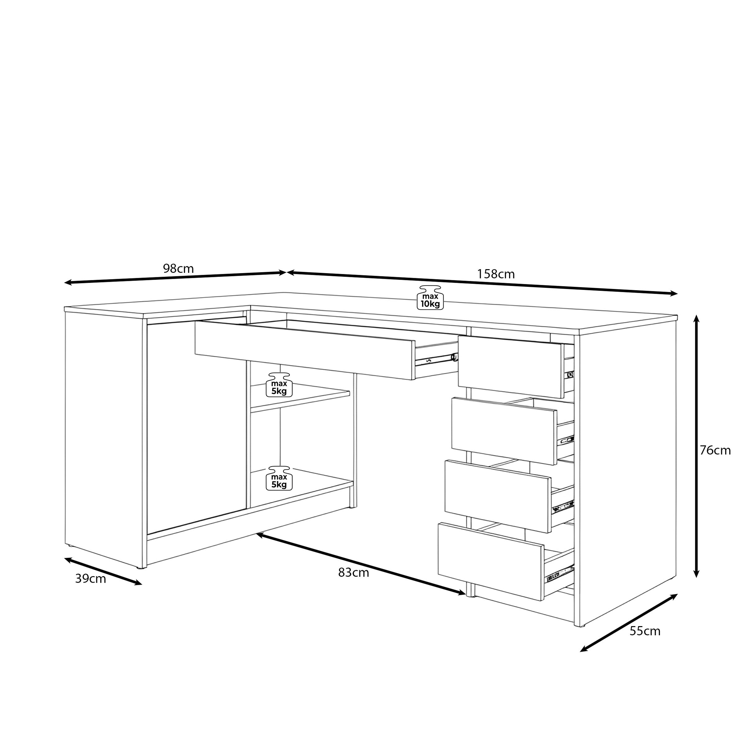 Avio 3 - Bureau - Beige - 158x98x76 cm