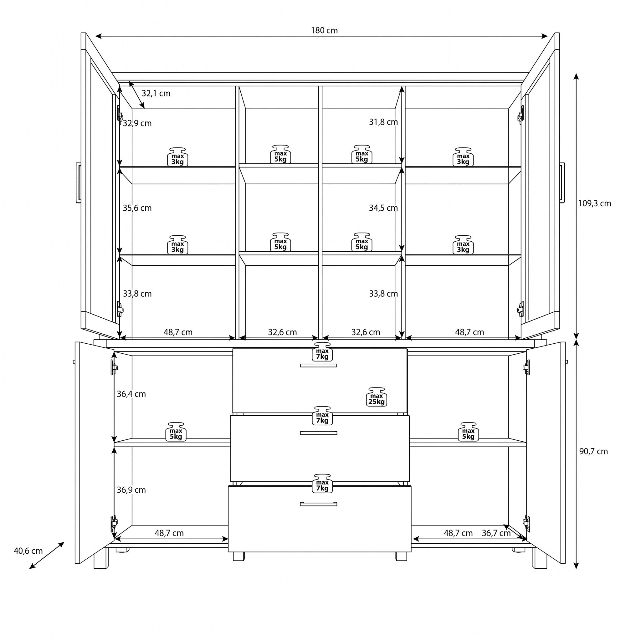 Acapulco - Complete Woonkamer - Eikenpatroon/Zwart - Medium