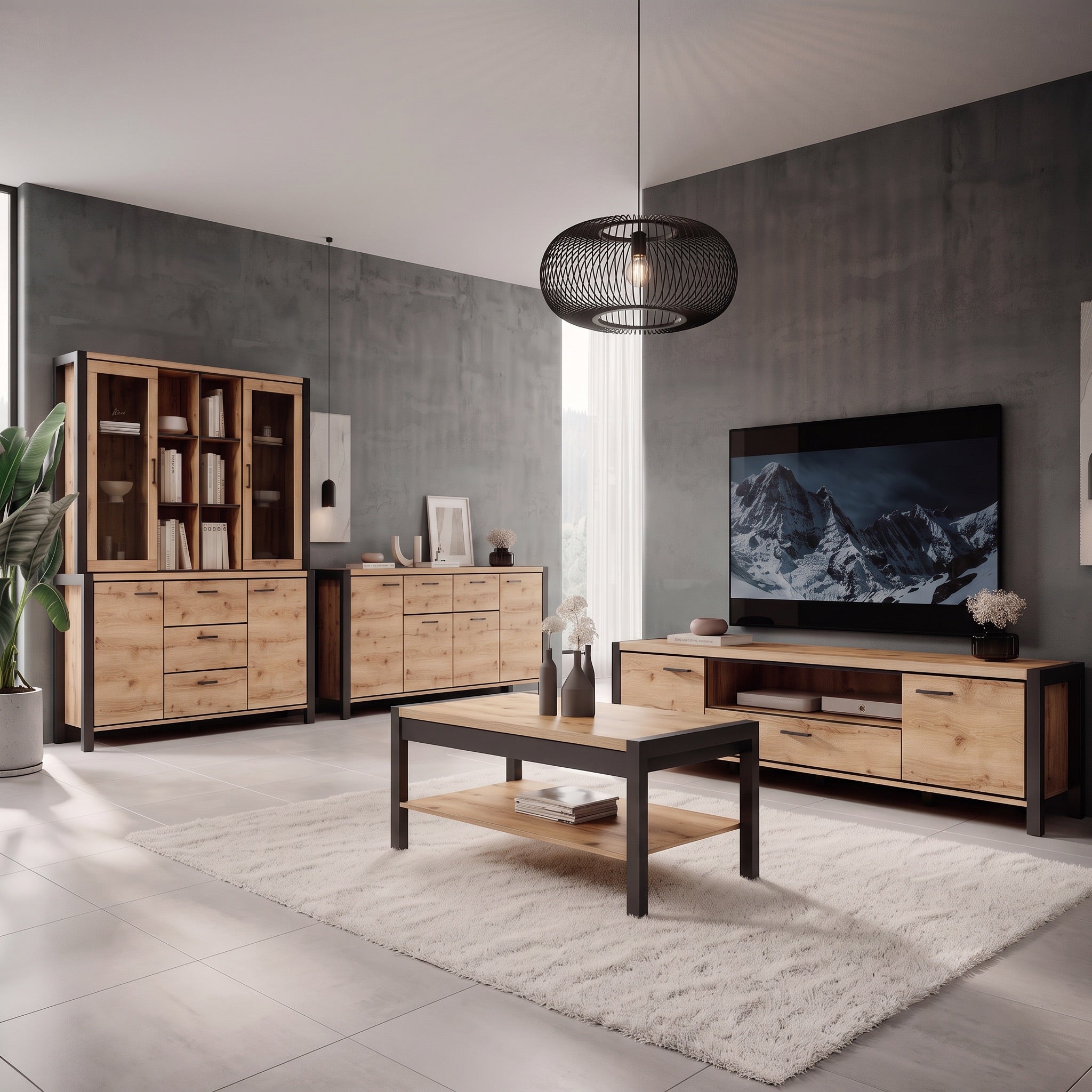 Acapulco - Complete Woonkamer - Eikenpatroon/Zwart - Medium