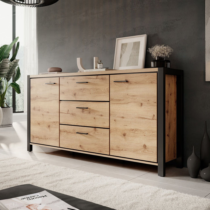 Acapulco - Dressoir - Eiken/zwart - 180x41x91 cm