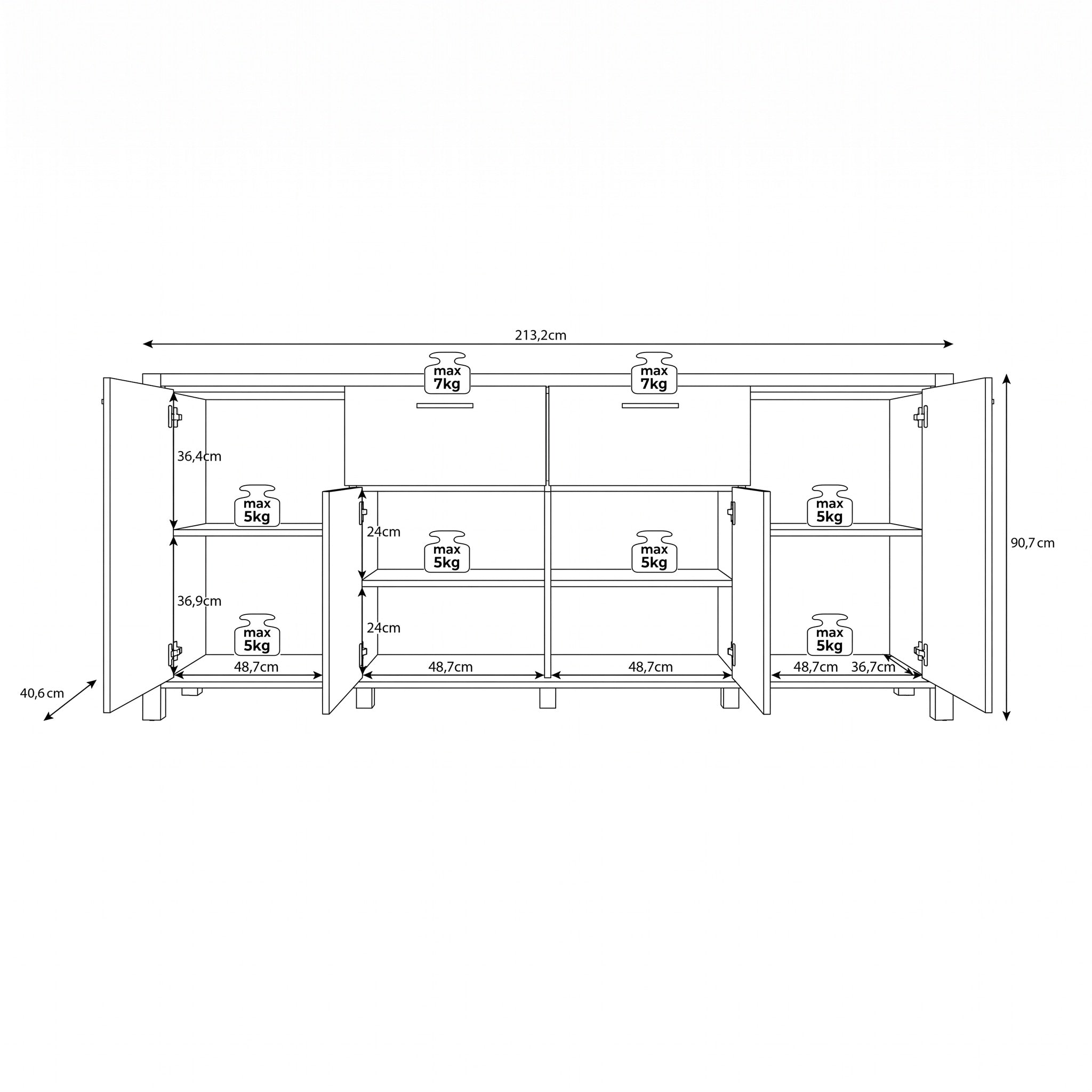 Acapulco - Complete Woonkamer - Eikenpatroon/Zwart - Medium
