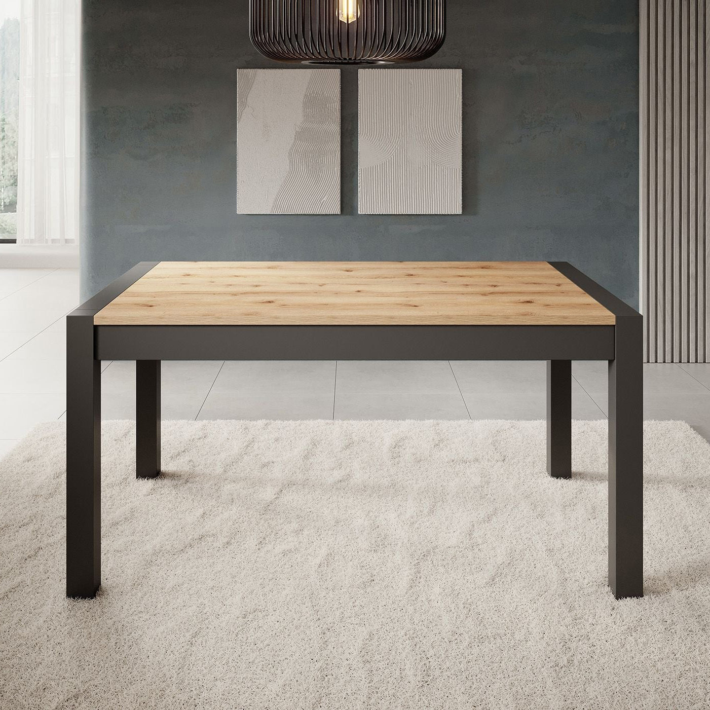 Acapulco - Eetkamertafel - Eiken/zwart - 160x90x79 cm