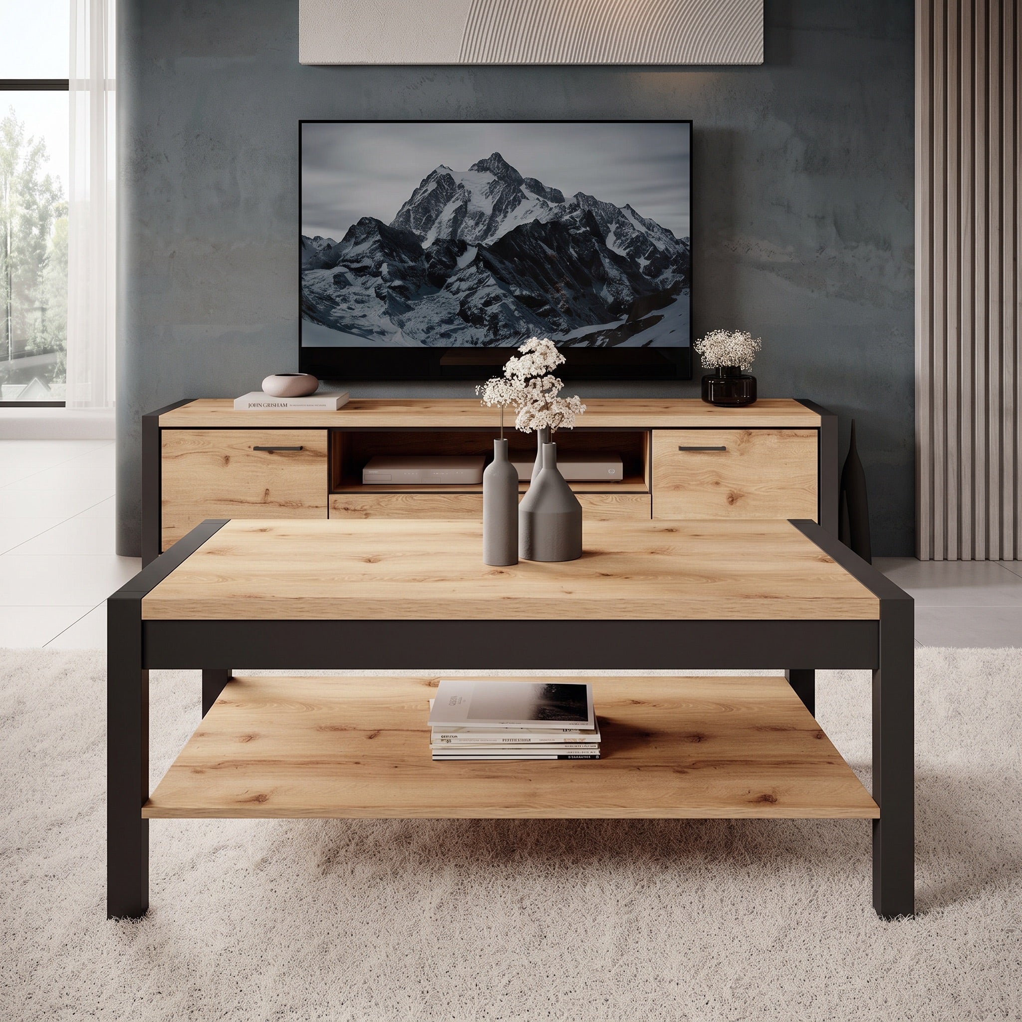 Acapulco - Complete Woonkamer - Eikenpatroon/Zwart - Medium