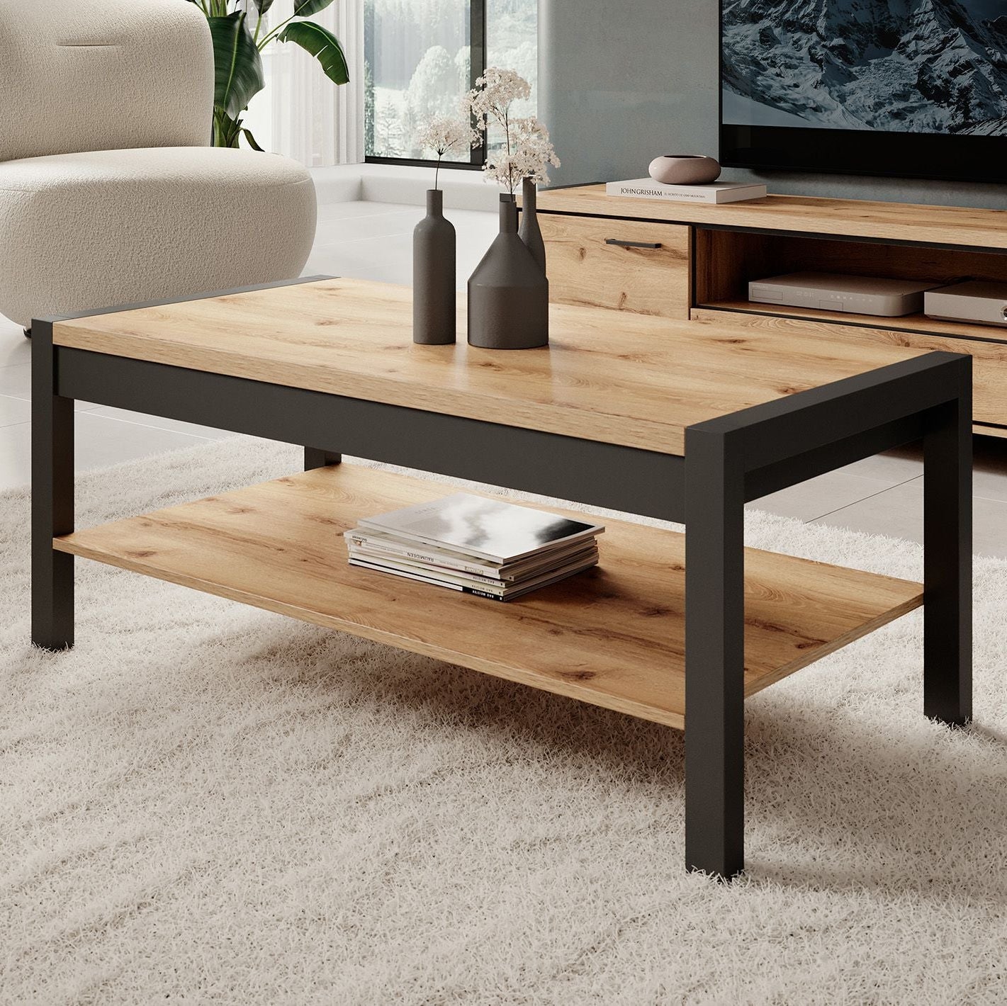 Acapulco - Complete Woonkamer - Eikenpatroon/Zwart - Medium