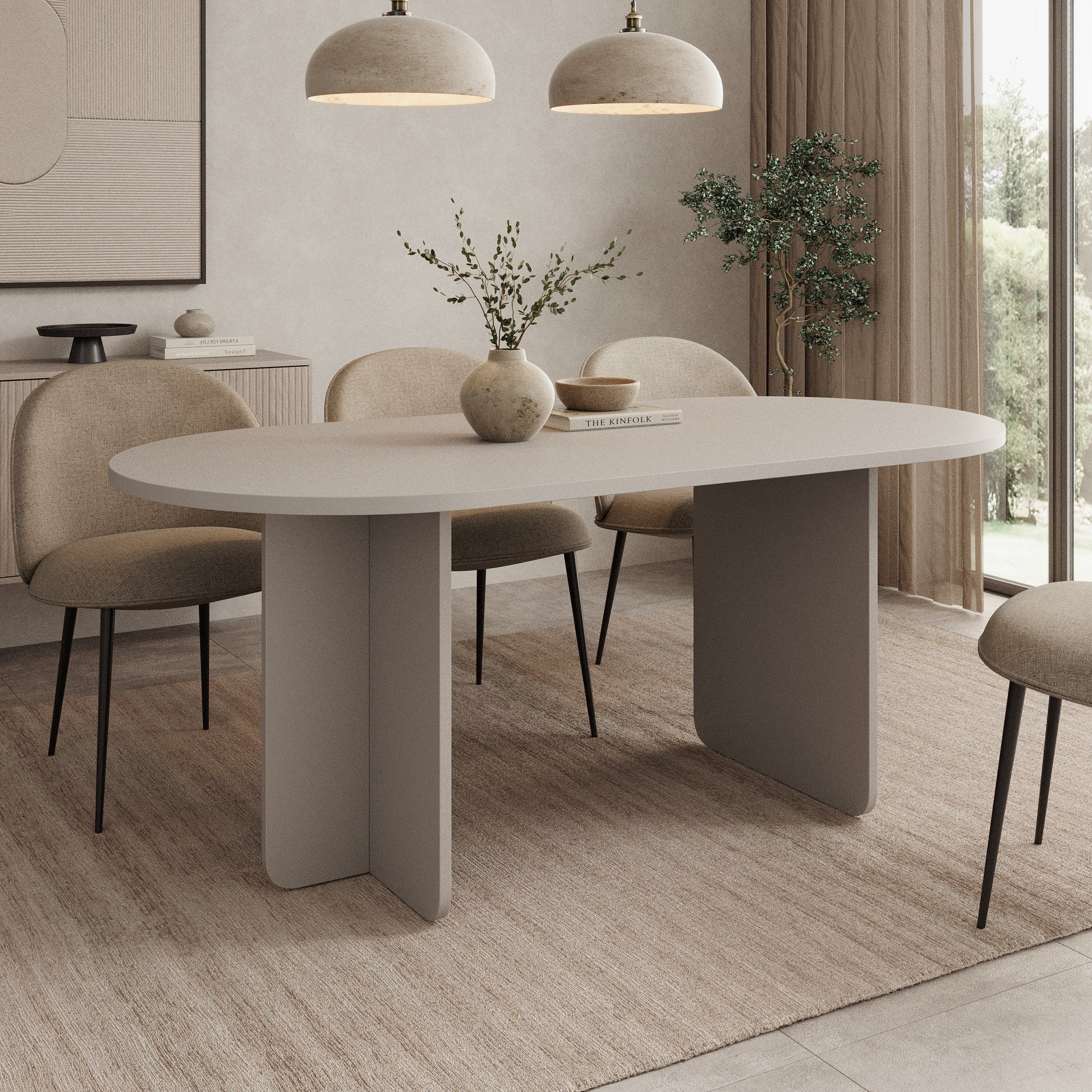 Accra - Eetkamertafel ovaal - Beige - 185x90x75 cm