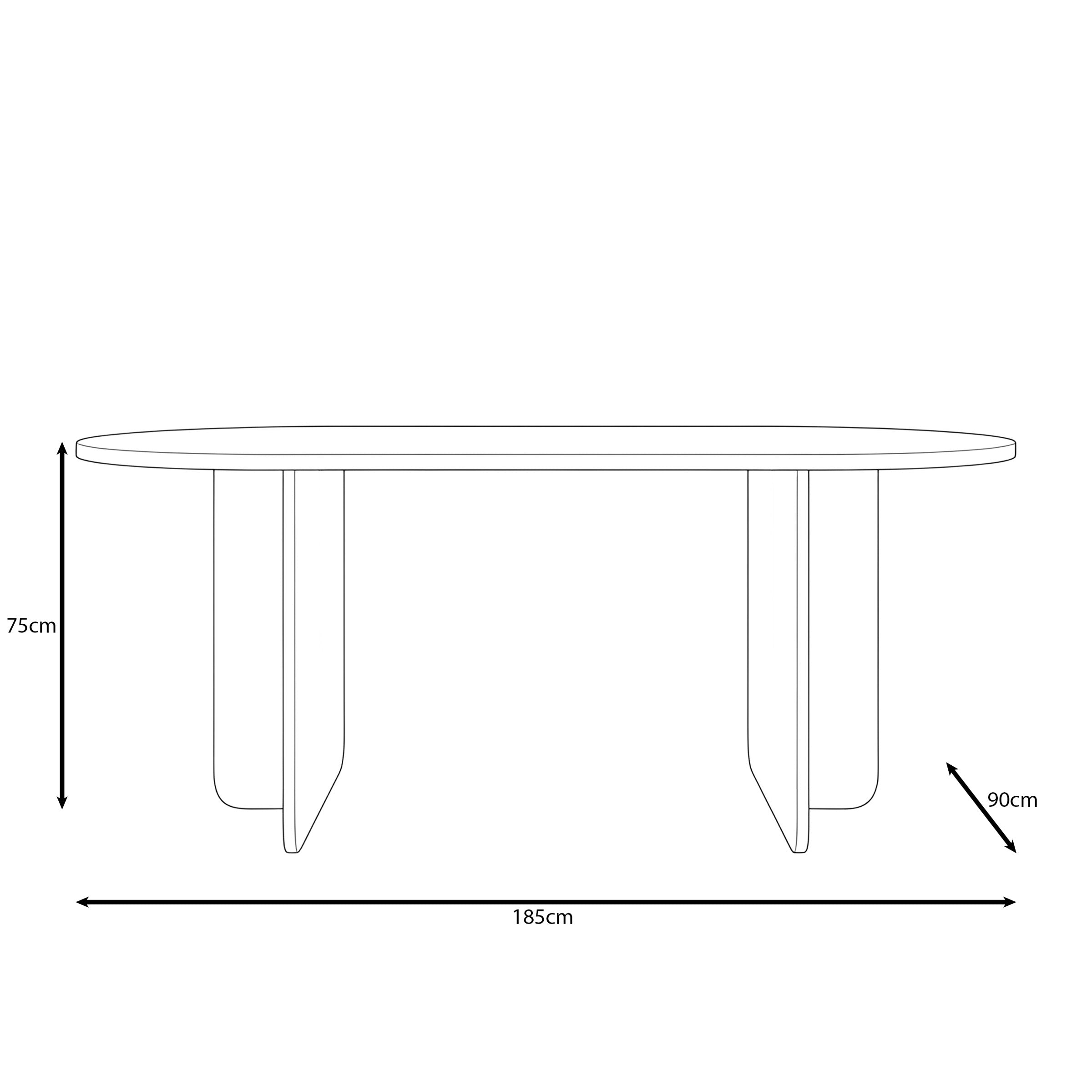 Accra - Eetkamertafel ovaal - Beige - 185x90x75 cm