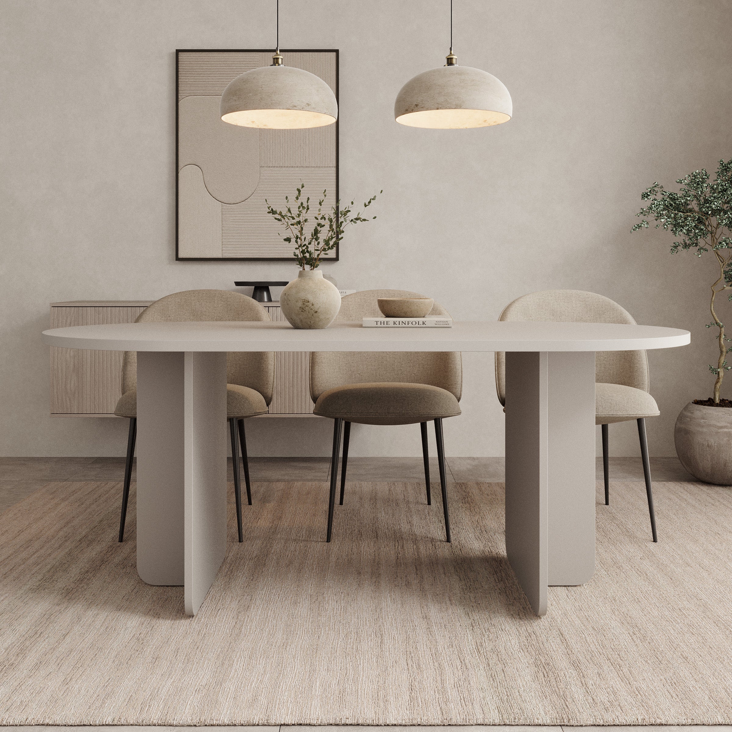 Accra - Eetkamertafel ovaal - Beige - 185x90x75 cm