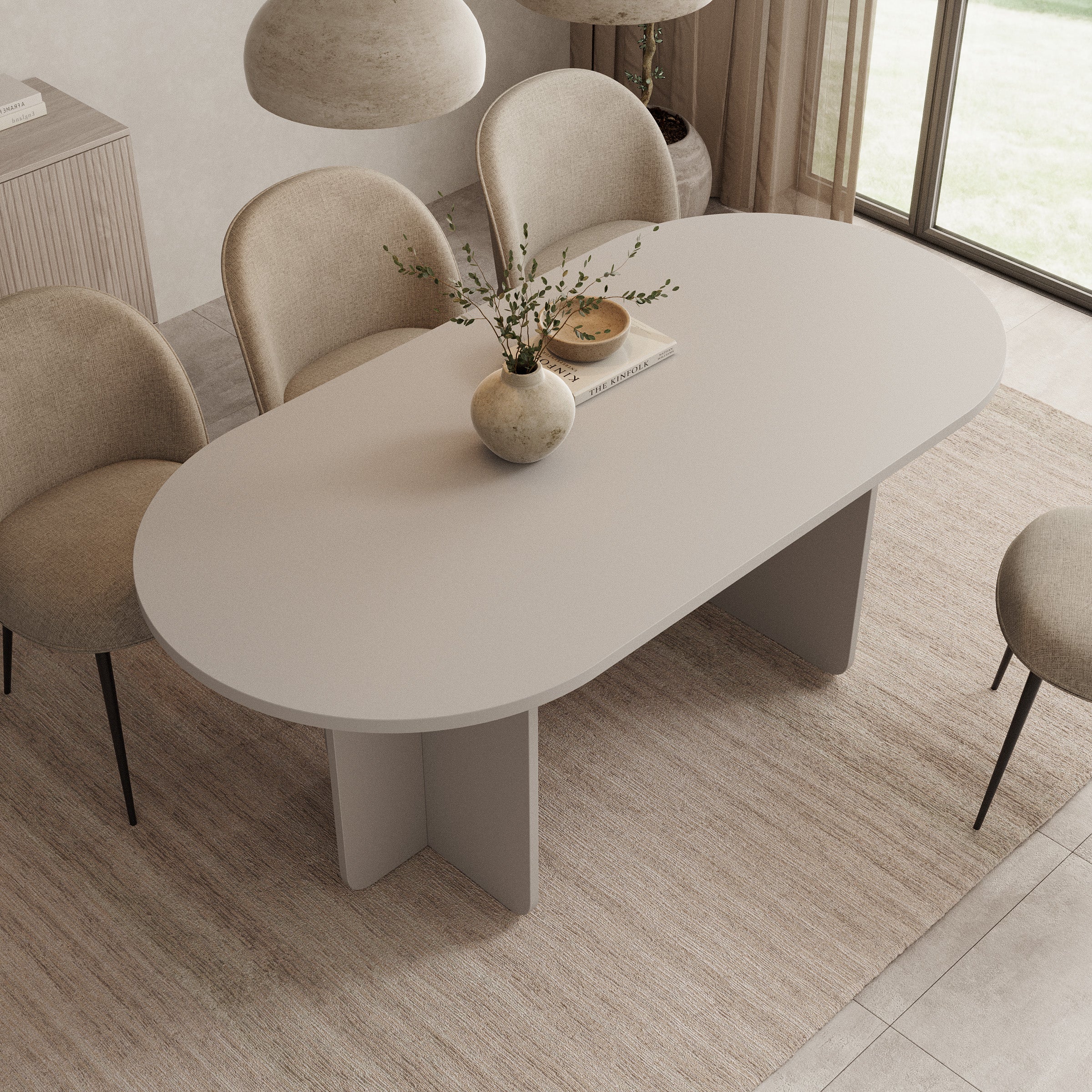 Accra - Eetkamertafel ovaal - Beige - 185x90x75 cm