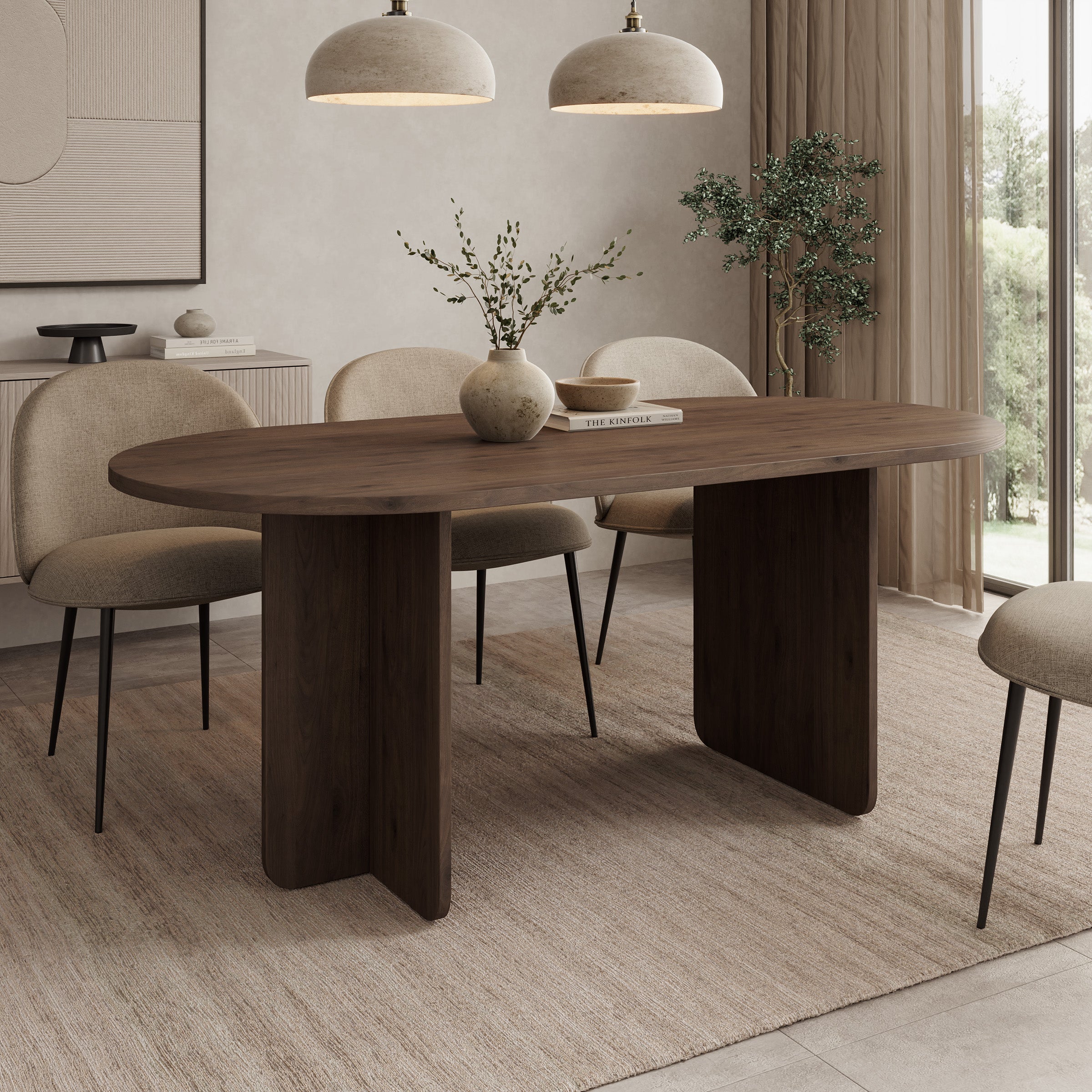 Accra - Eetkamertafel ovaal - Walootpatroon - 185x90x75 cm