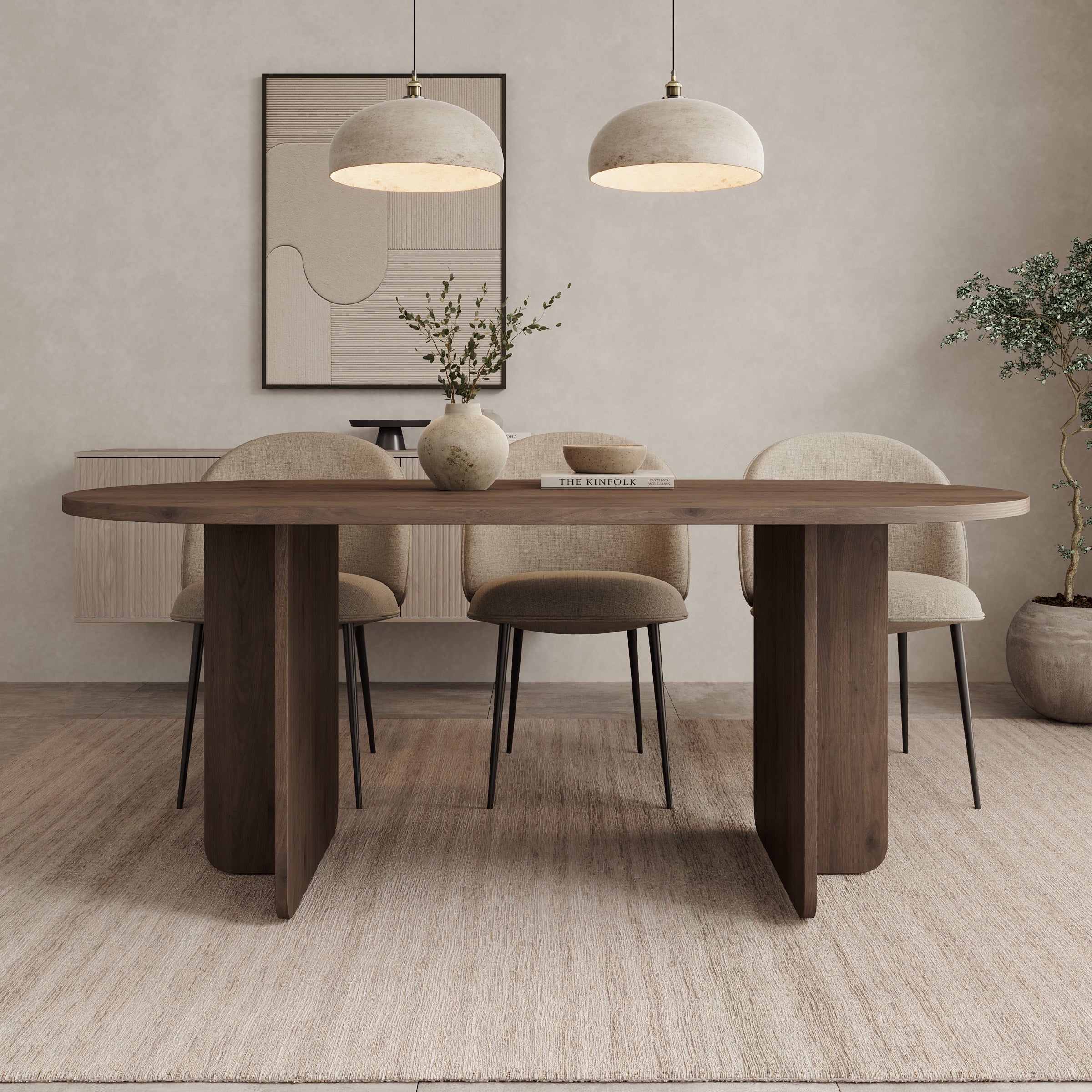 Accra - Eetkamertafel ovaal - Walootpatroon - 185x90x75 cm
