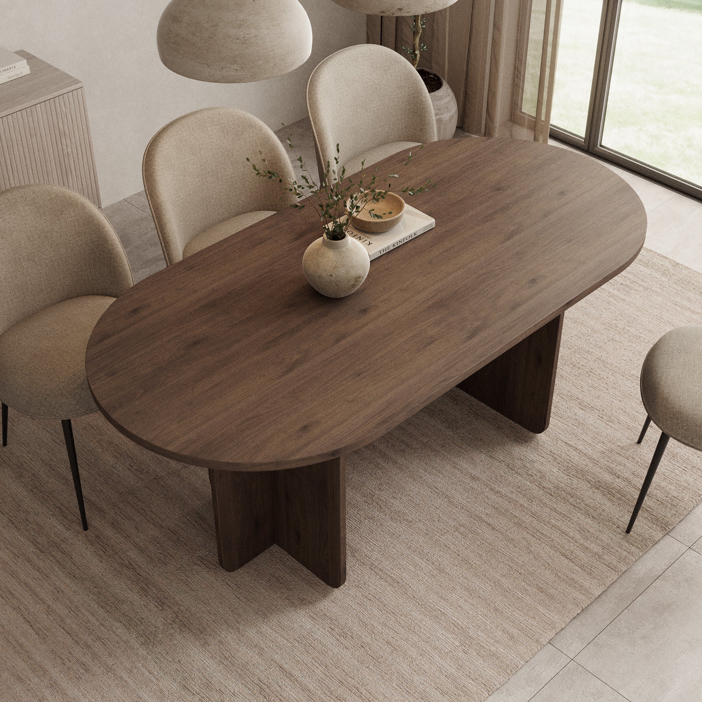 Accra - Eetkamertafel ovaal - Walootpatroon - 185x90x75 cm