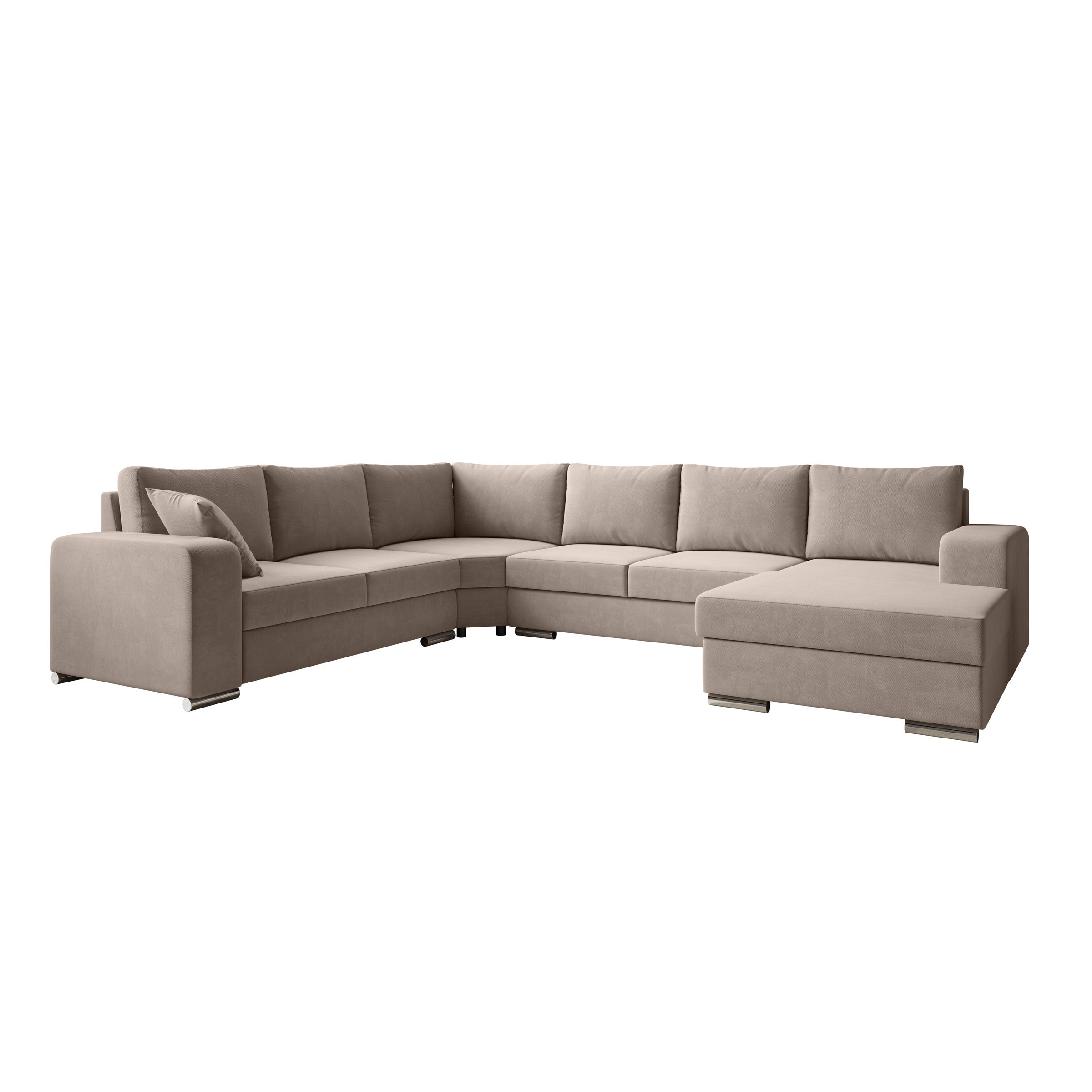 Adel - Hoekbank 5-zits met chaise longue - Stof beige - Rechts