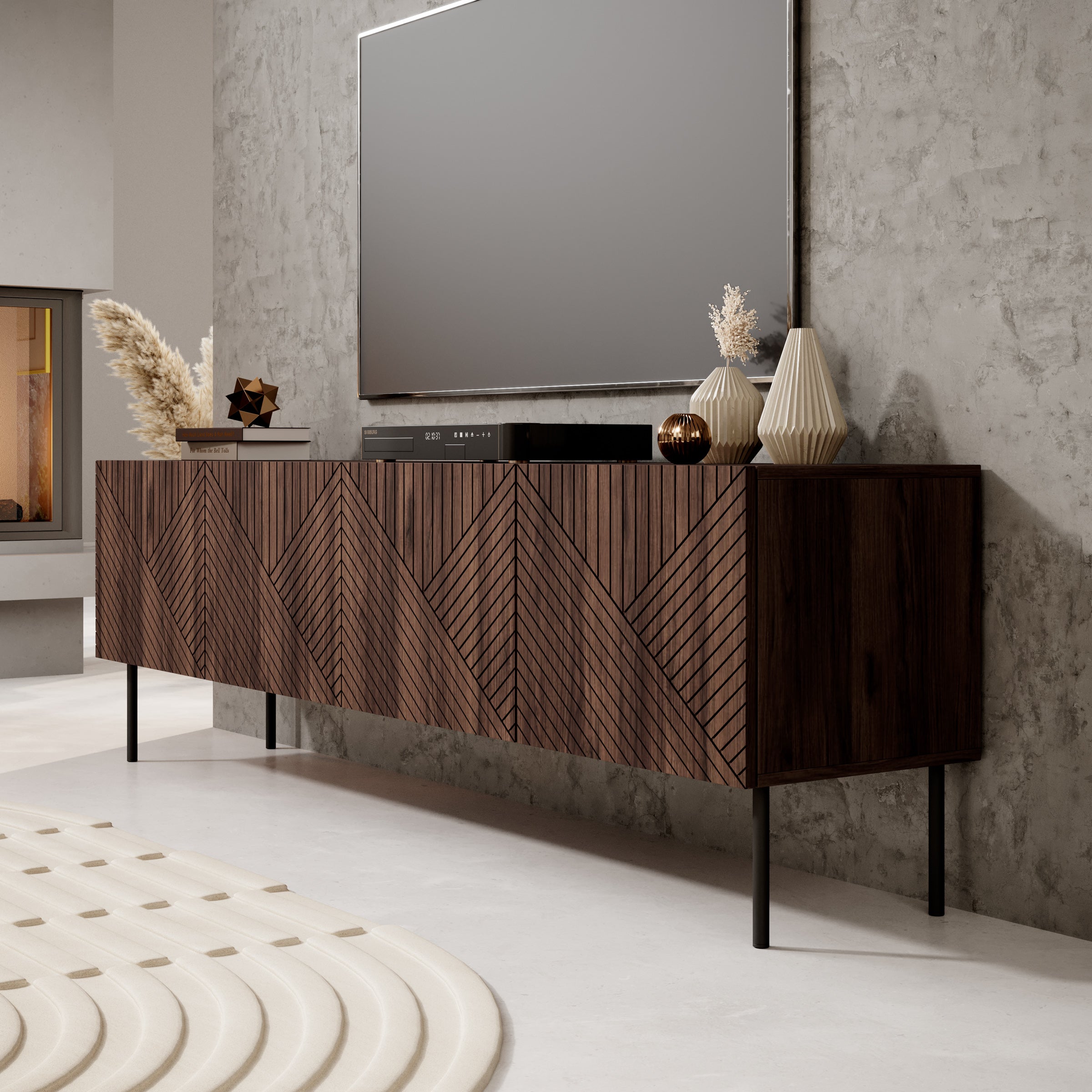 Adelaide - TV-Meubel met 4 deuren - Eiken - 190x40x58 cm