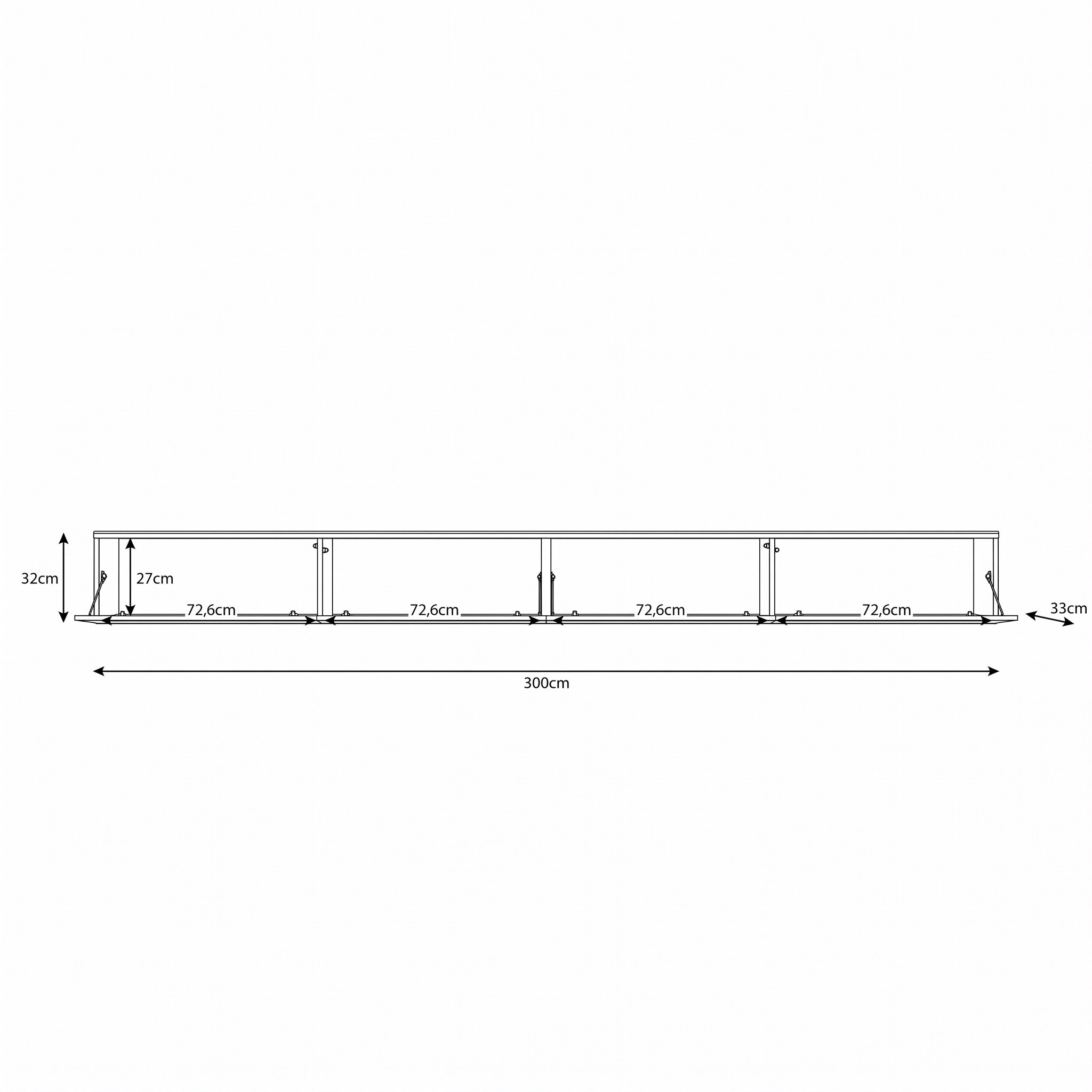 Verity - TV-Meubel met LED - Eikenpatroon - 300x33x32 cm