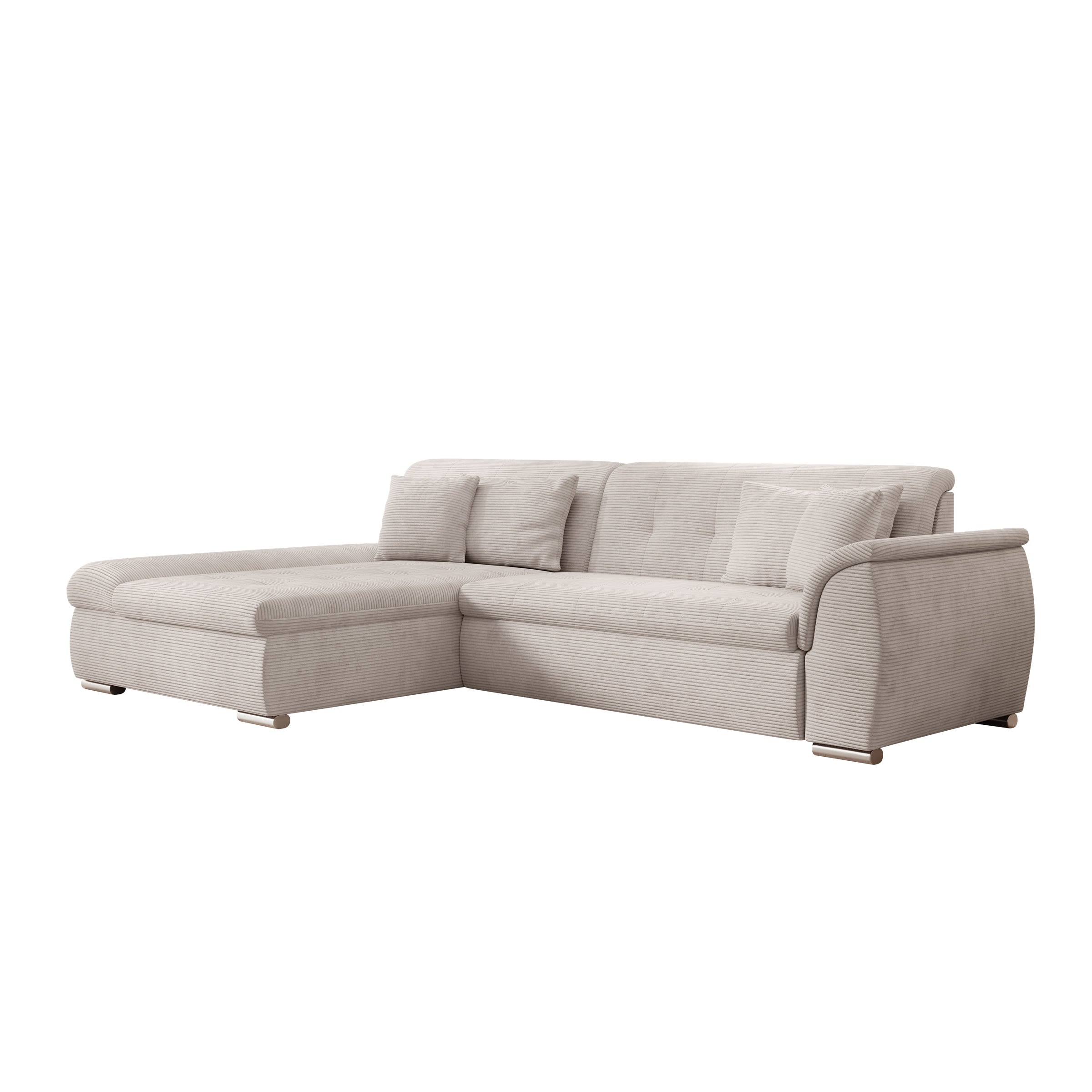 Alberta - Hoekbank 3-zits met chaise longue - Ribstof beige - Links - 286x170x80 cm