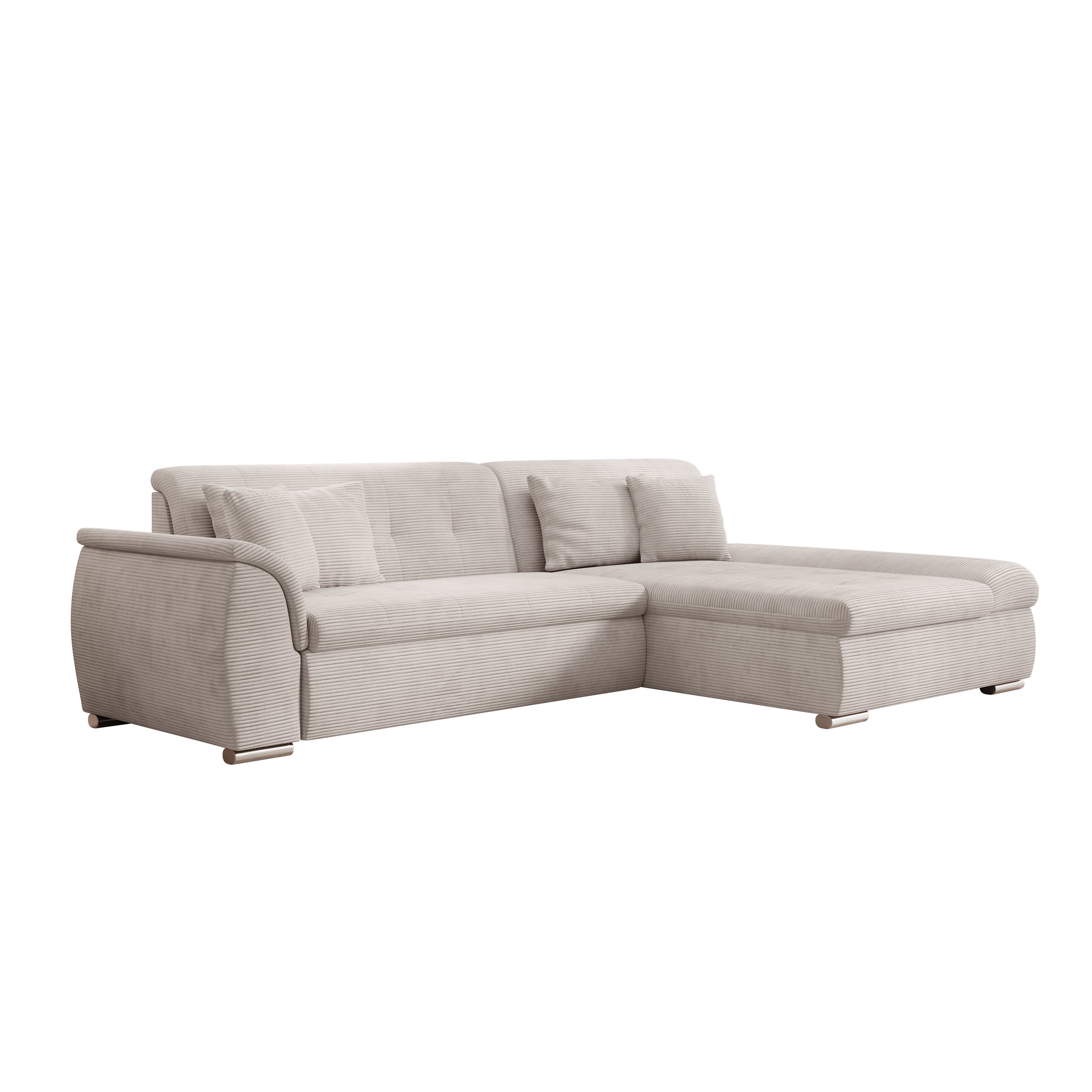 Alberta - Hoekbank 3-zits met chaise longue - Ribstof beige - Rechts - 286x170x80 cm