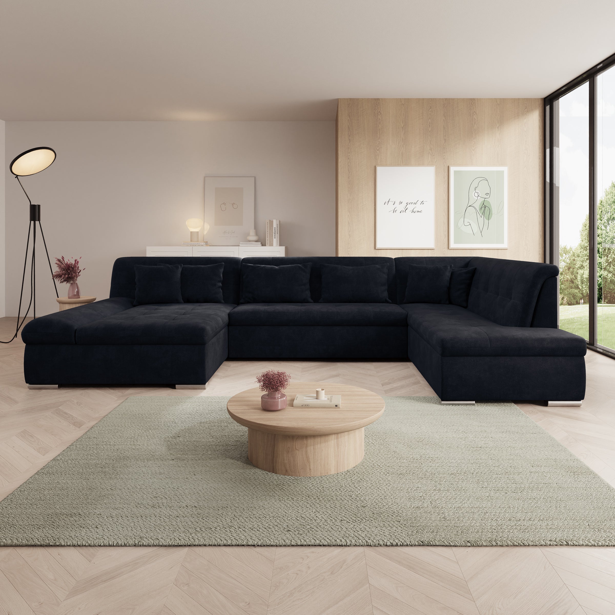 Alberta XL - Hoekbank 5-zits - Velvet zwart - Links