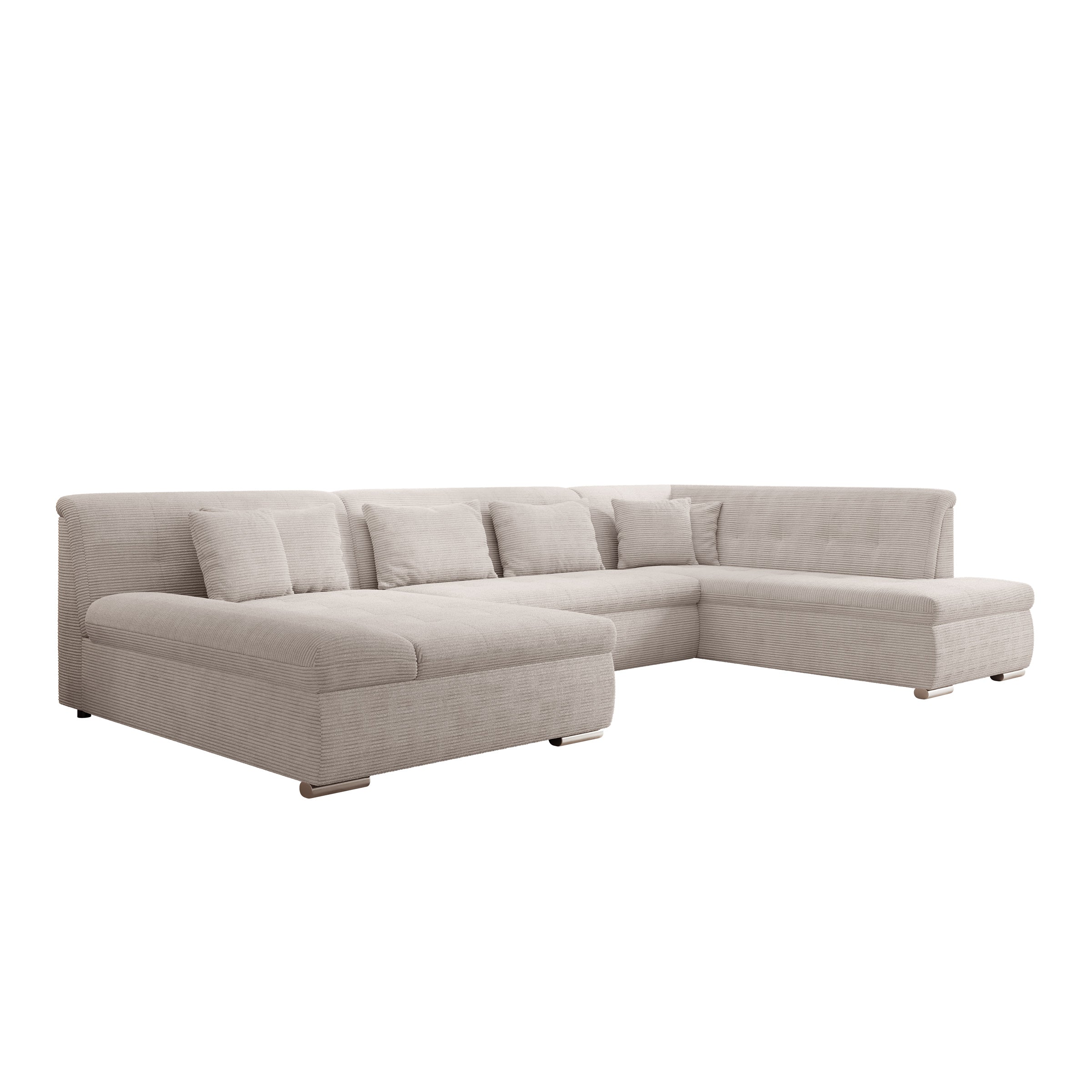 Alberta XL - Hoekbank 5-zits met chaise longue - Ribstof beige - Links - 346x207x80 cm