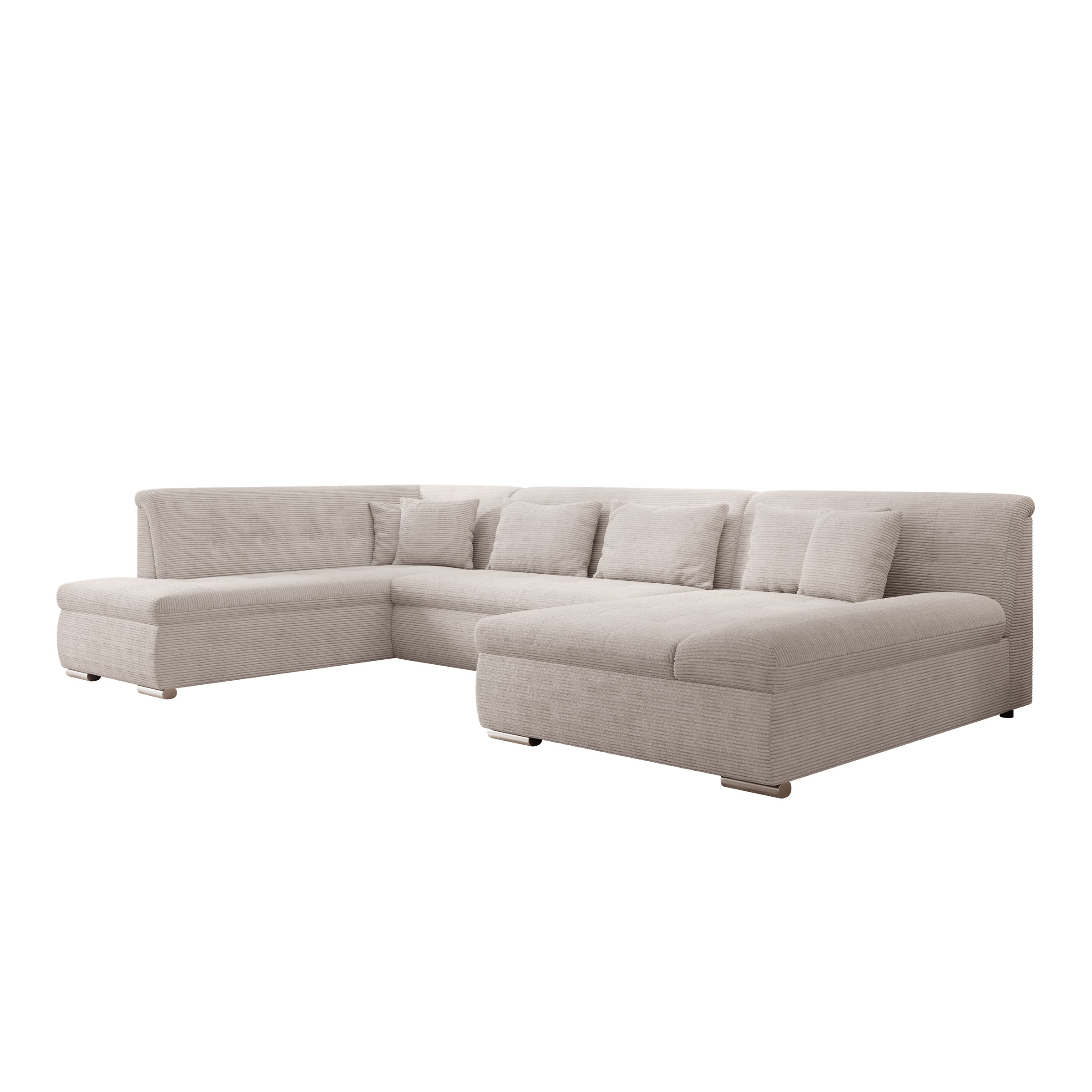 Alberta XL - Hoekbank 5-zits met chaise longue - Ribstof beige - Rechts - 346x207x80 cm