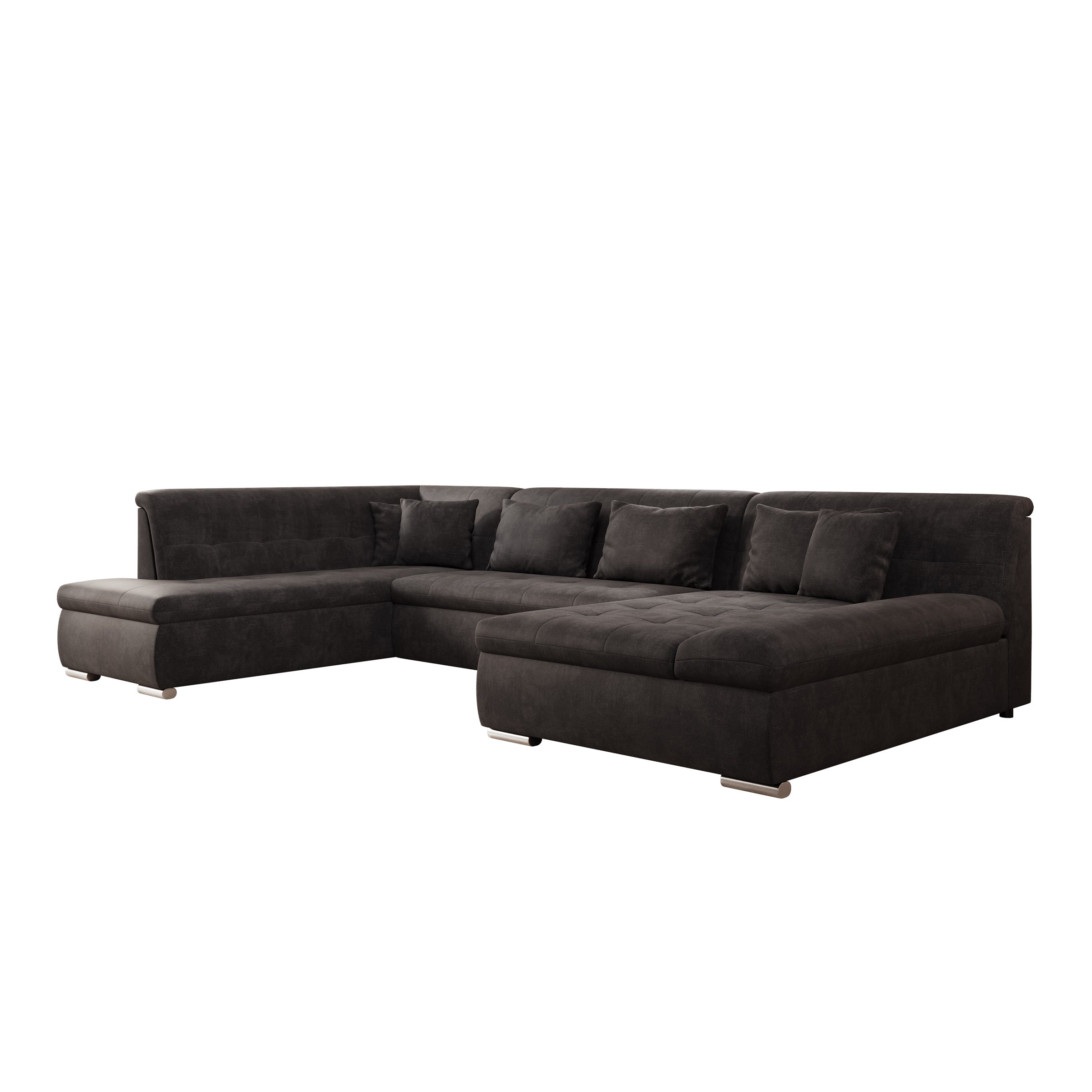 Alberta XL - Hoekbank 5-zits met chaise longue - Velvet zwart - Rechts