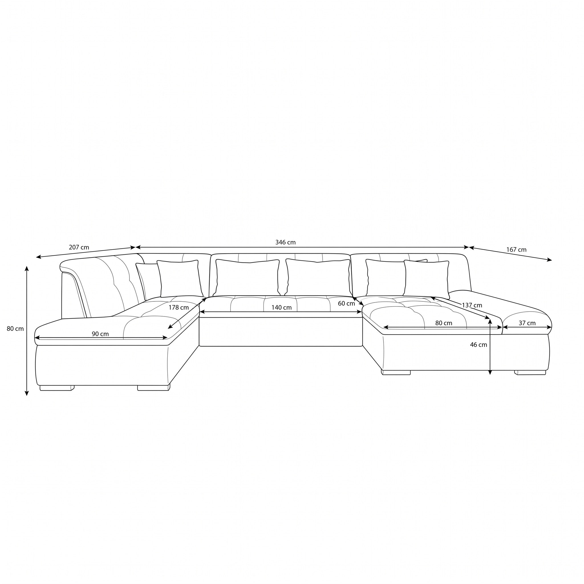 Alberta XL - Hoekbank 5-zits - Ribstof beige - Rechts