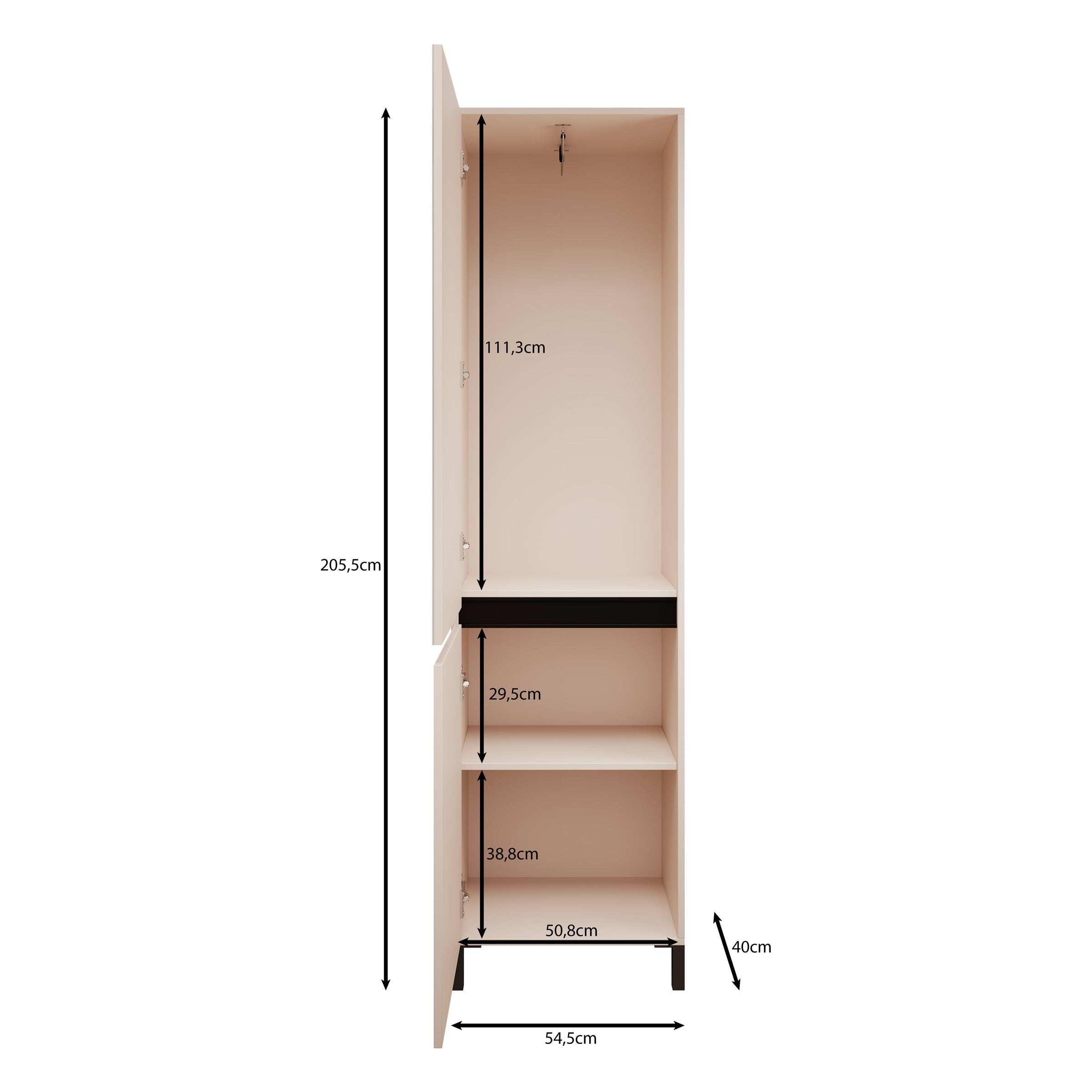 Alessa - Halkast met 2 deuren - Beige - 55x40x206 cm