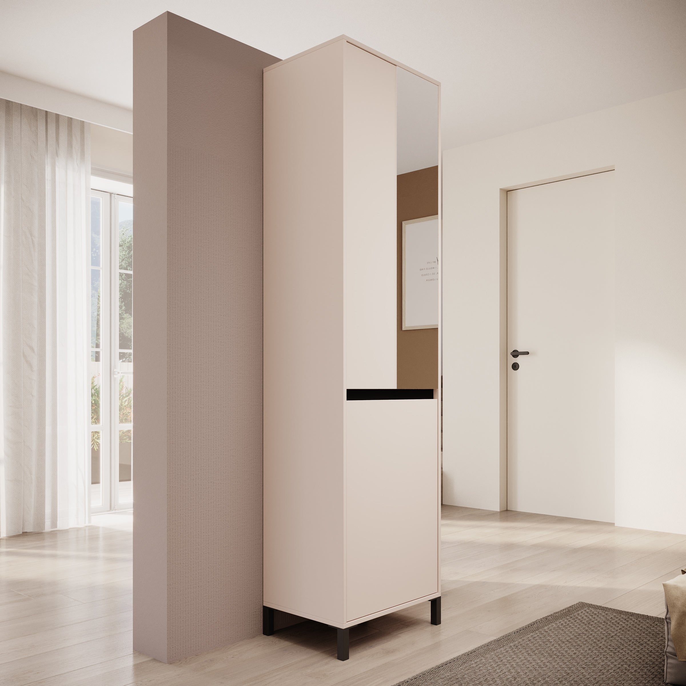 Alessa - Halkast met 2 deuren - Beige - 55x40x206 cm