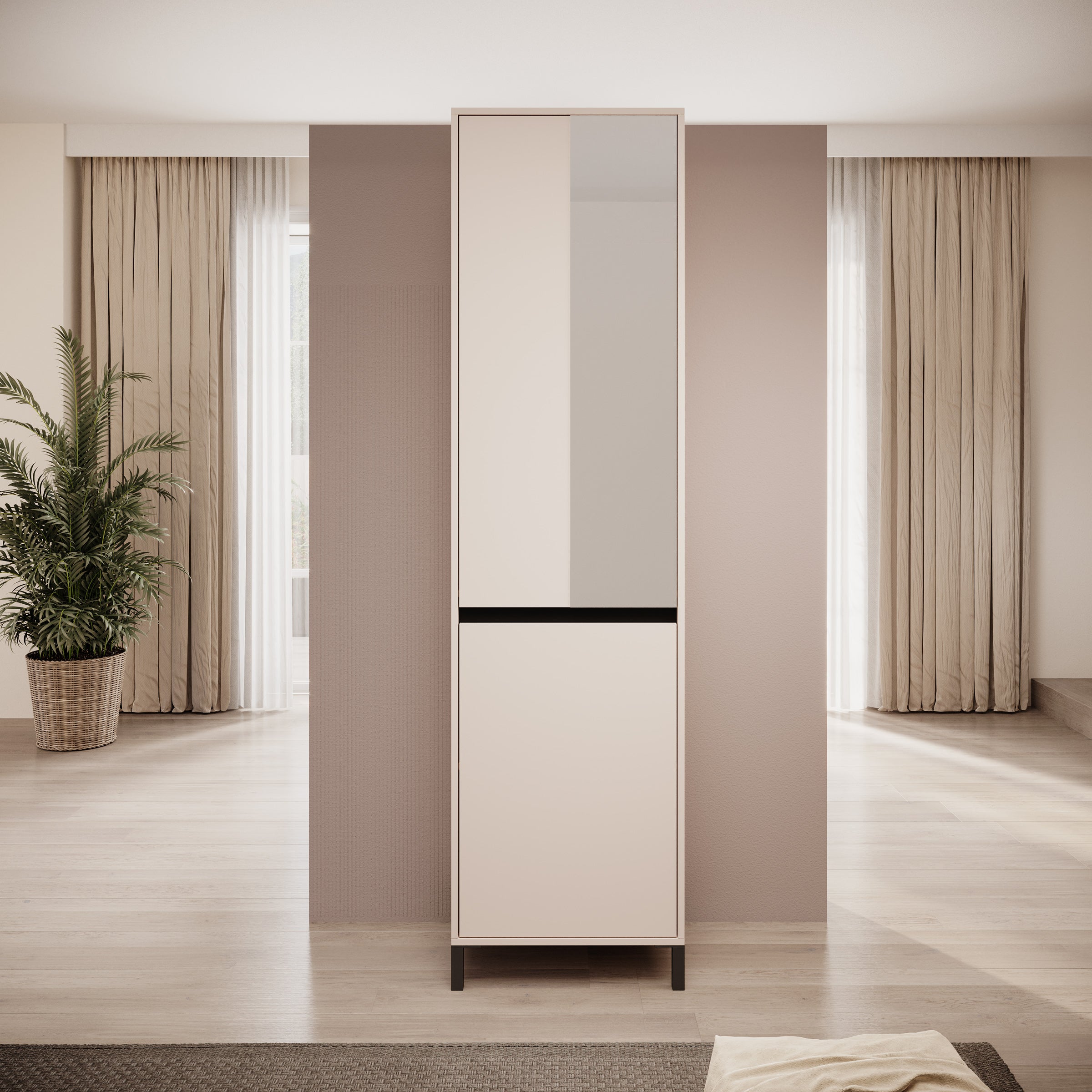 Alessa - Halkast met 2 deuren - Beige - 55x40x206 cm