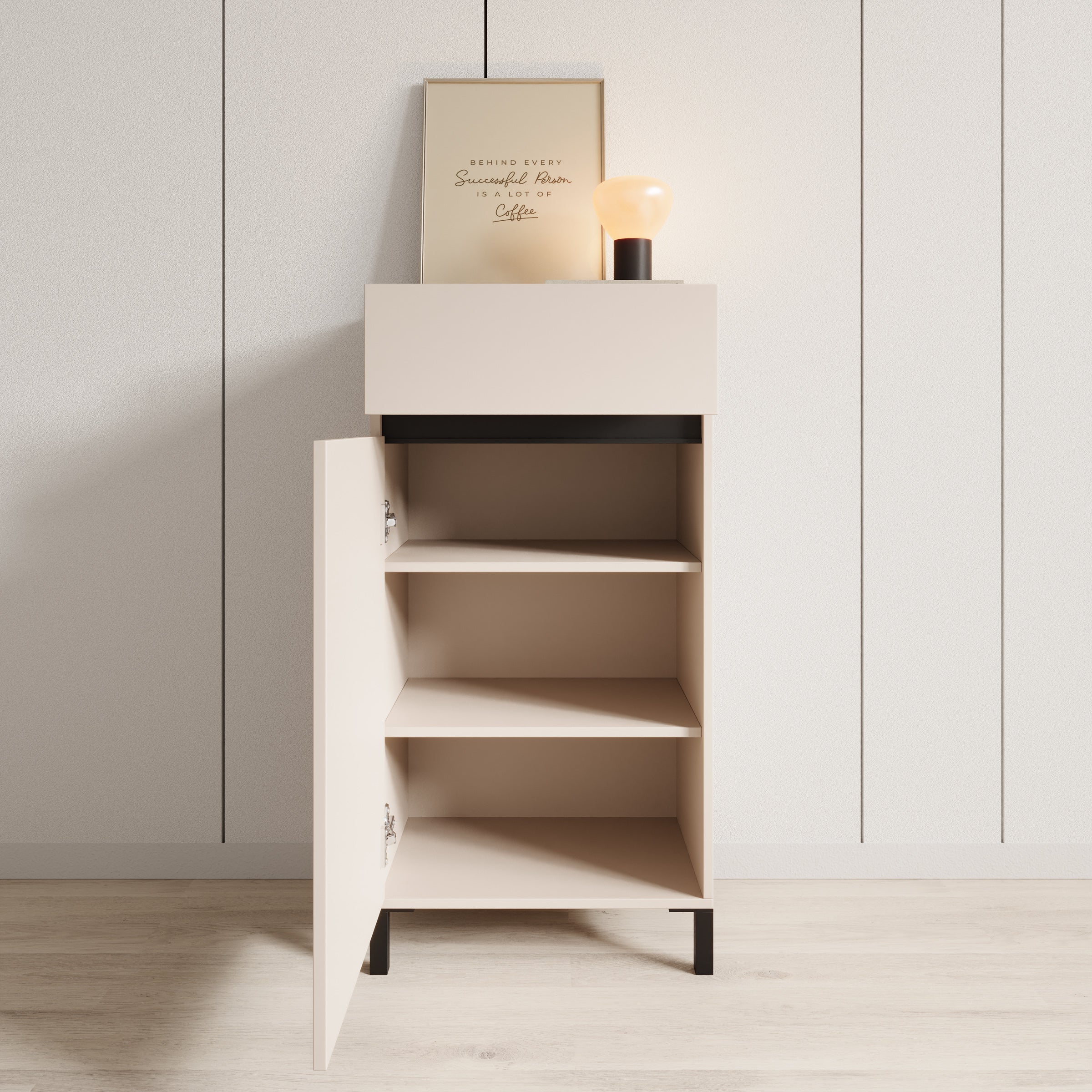 Alessa - Schoenenkast - Beige - 55x40x110 cm