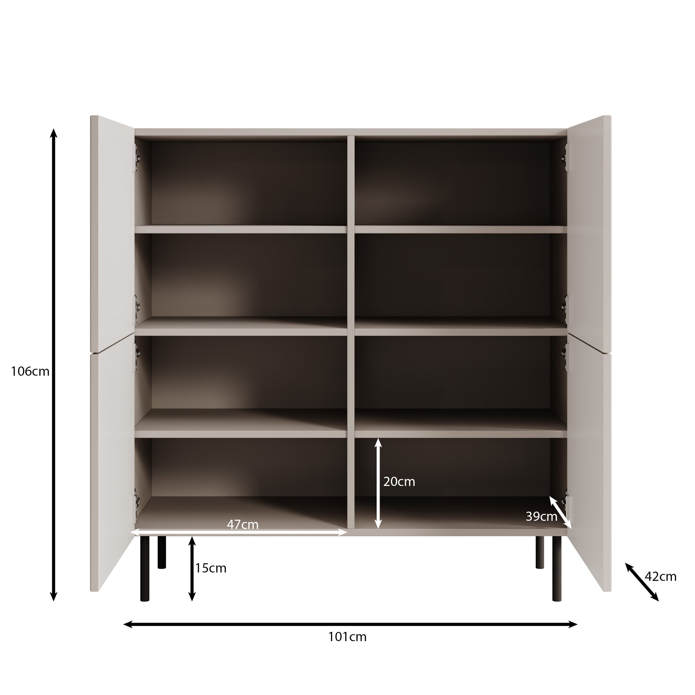 Alex - Dressoir - Beige - 101x42x106 cm