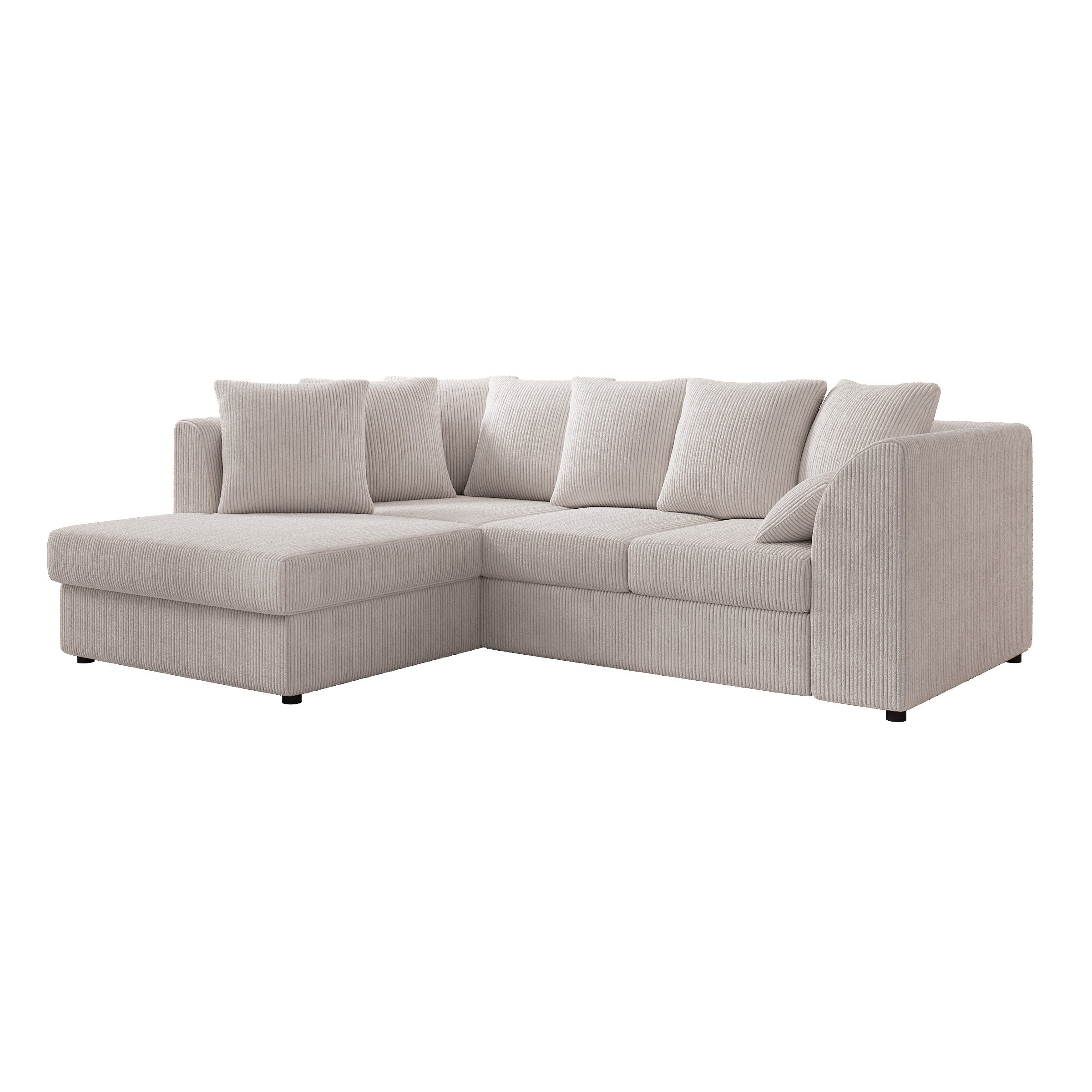 Alfort - Hoekbank 3-zits met chaise longue - Ribstof beige - Links