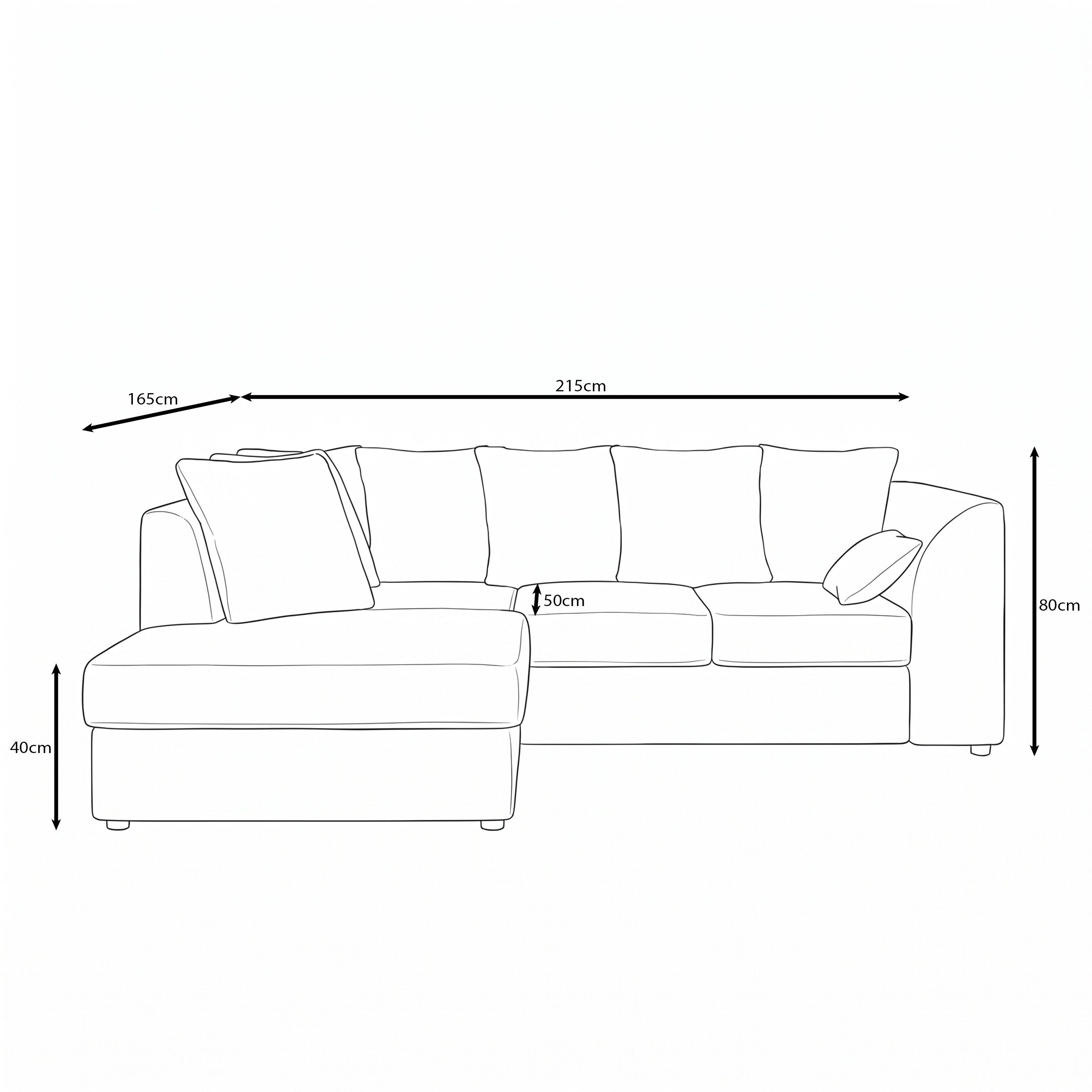 Alfort - Hoekbank 3-zits met chaise longue - Ribstof beige - Links