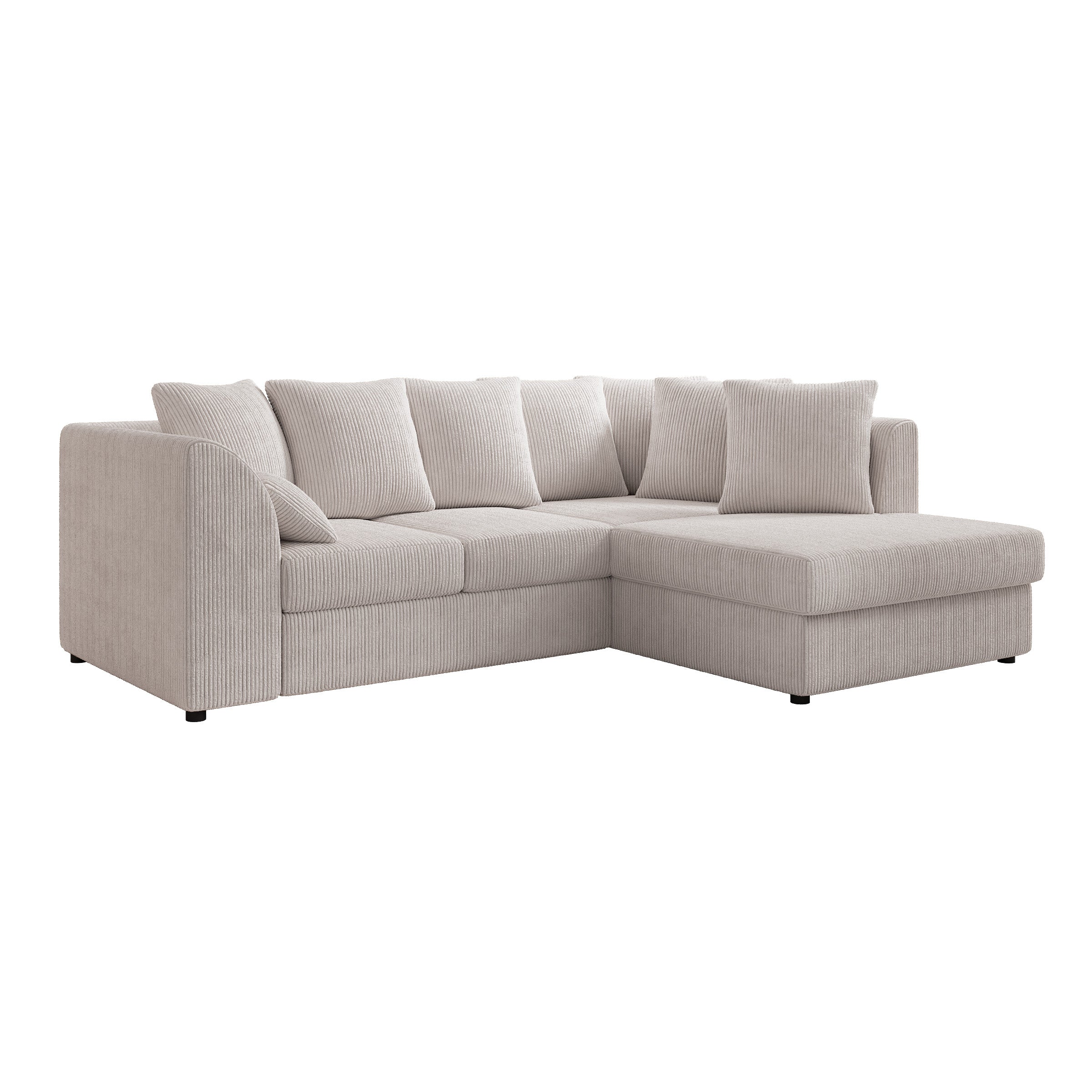 Alfort - Hoekbank 3-zits met chaise longue - Ribstof beige - Rechts