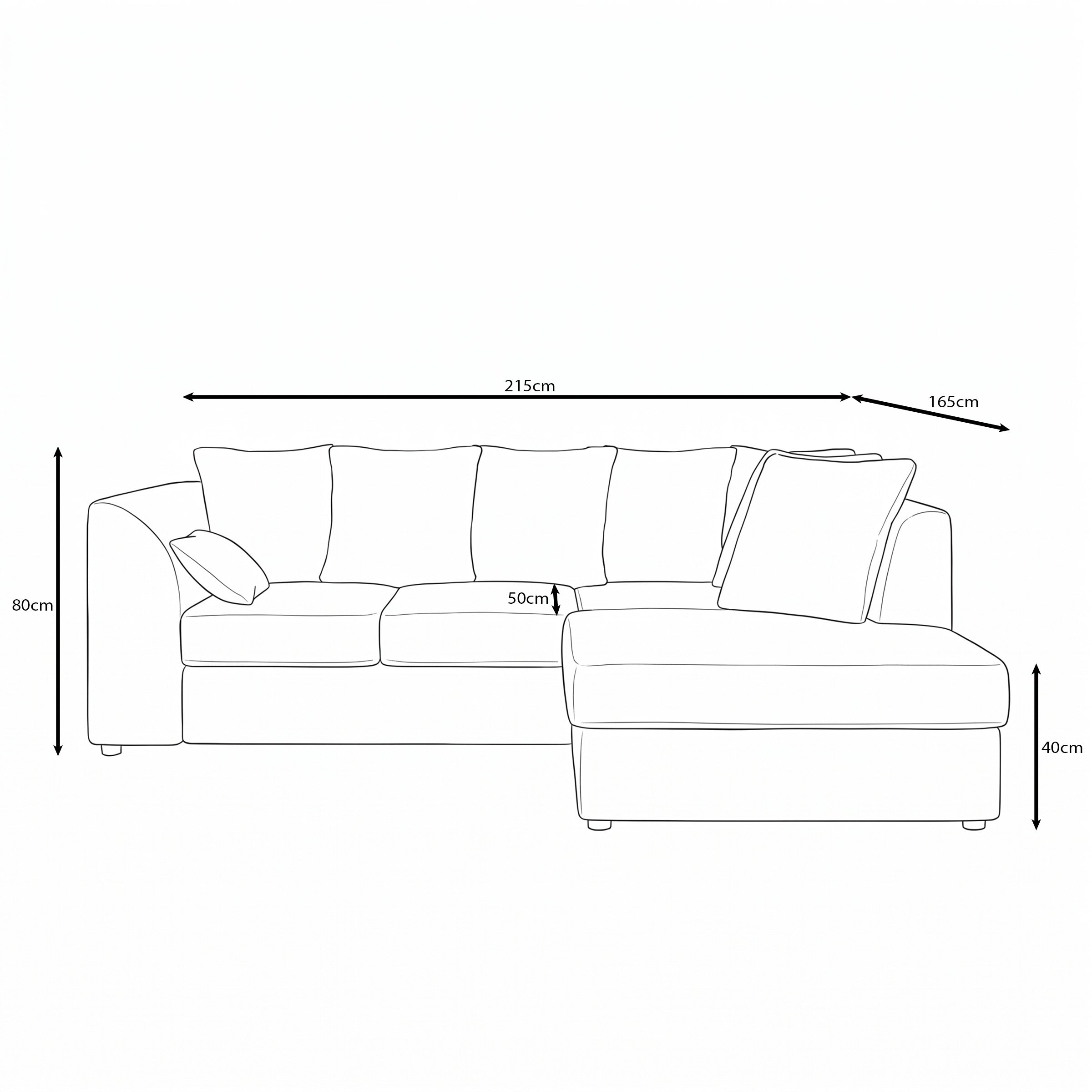 Alfort - Hoekbank 3-zits met chaise longue - Ribstof beige - Rechts