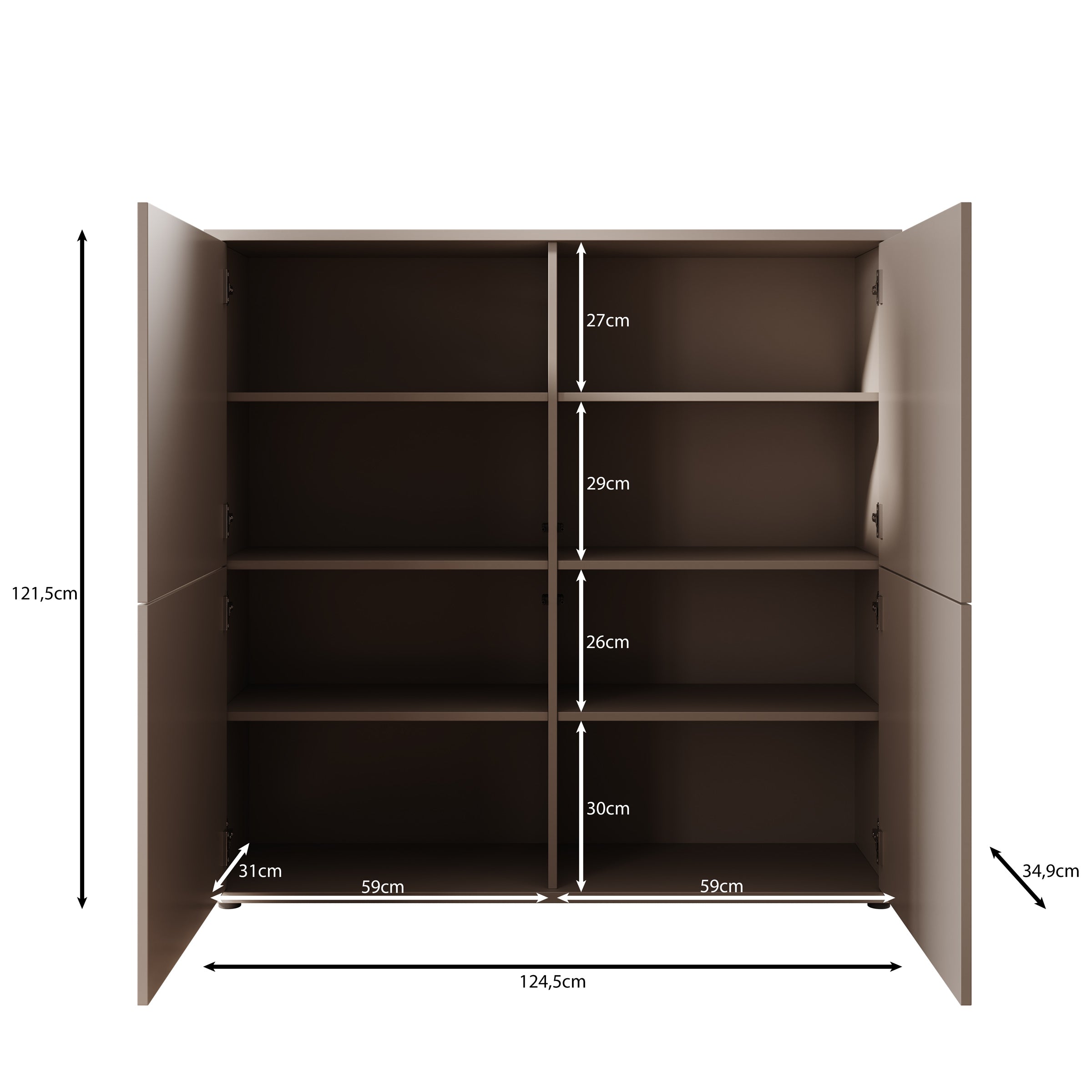 Amber - Dressoir - Beige - 125x35x122 cm