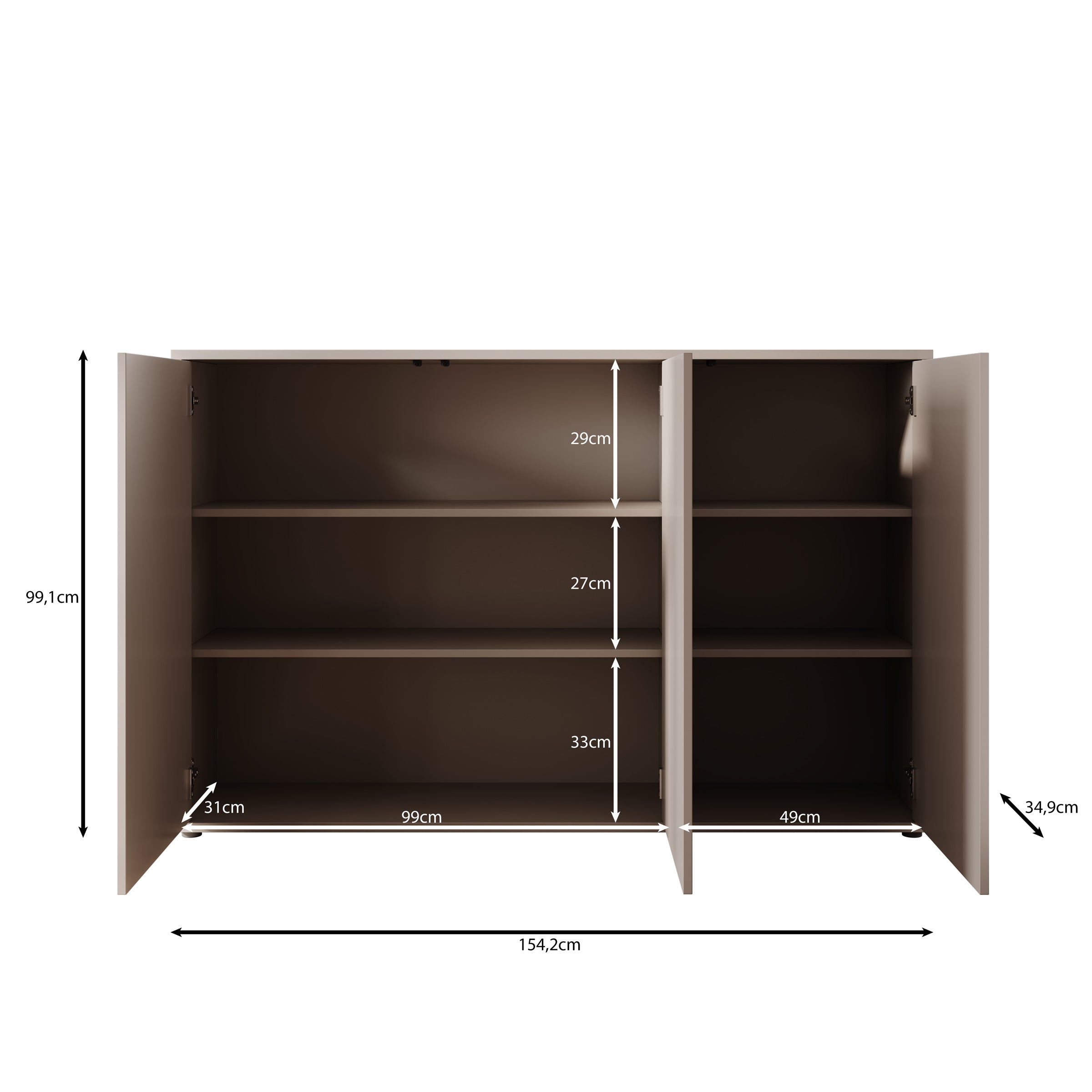 Amber - Dressoir - Beige - 154x35x99 cm