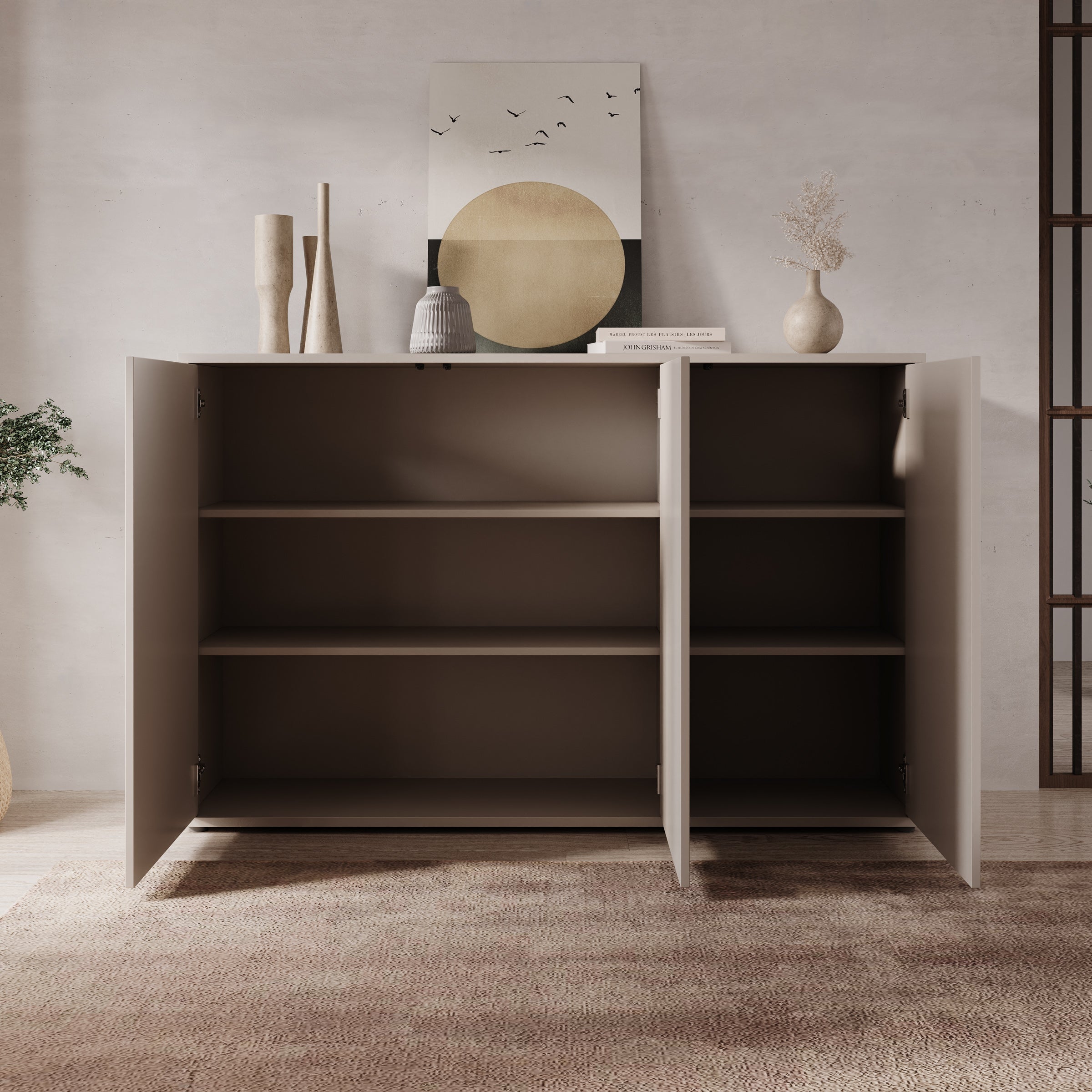 Amber - Dressoir - Beige - 154x35x99 cm