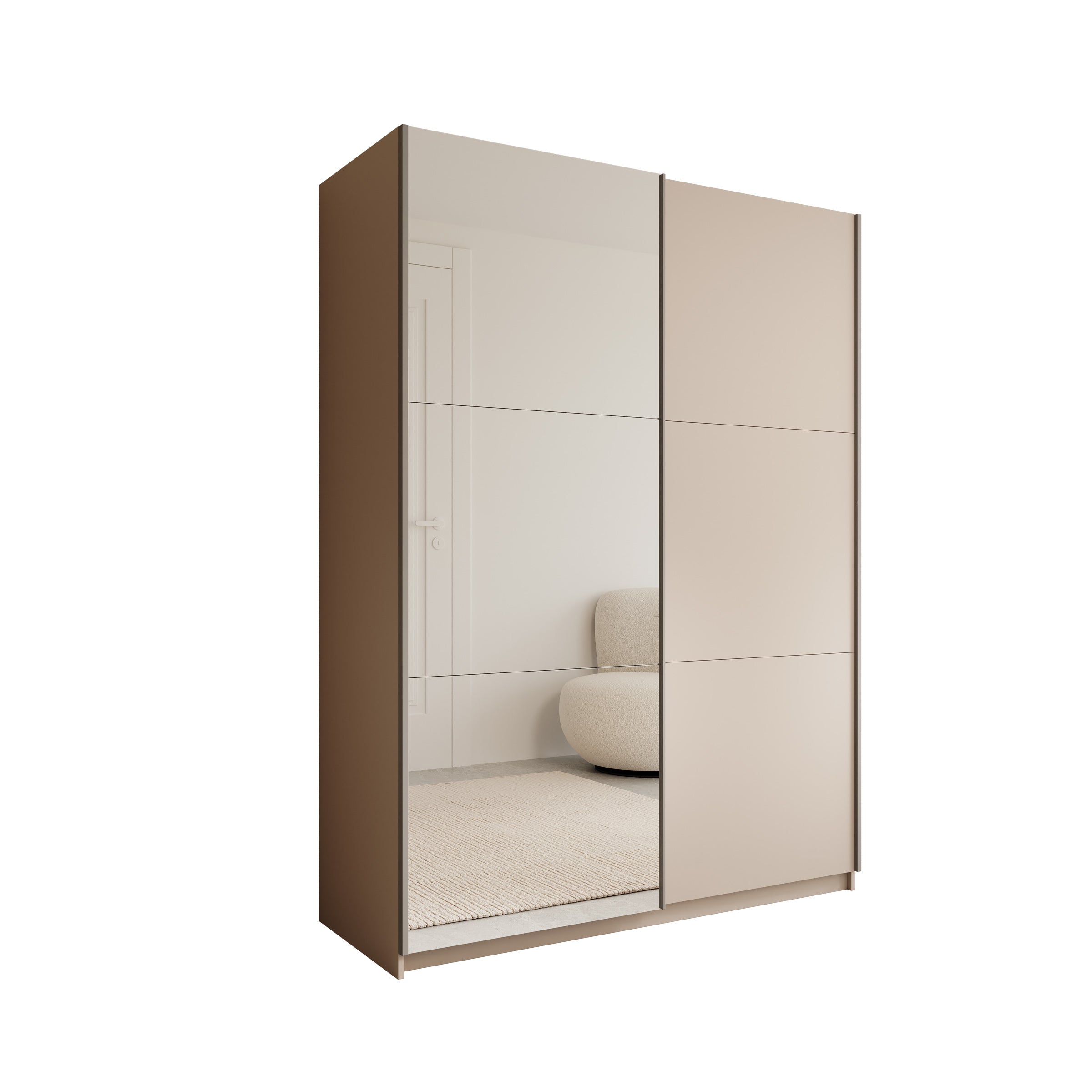 Andros - Kledingkast met schuifdeuren - Beige - 150x58x207 cm