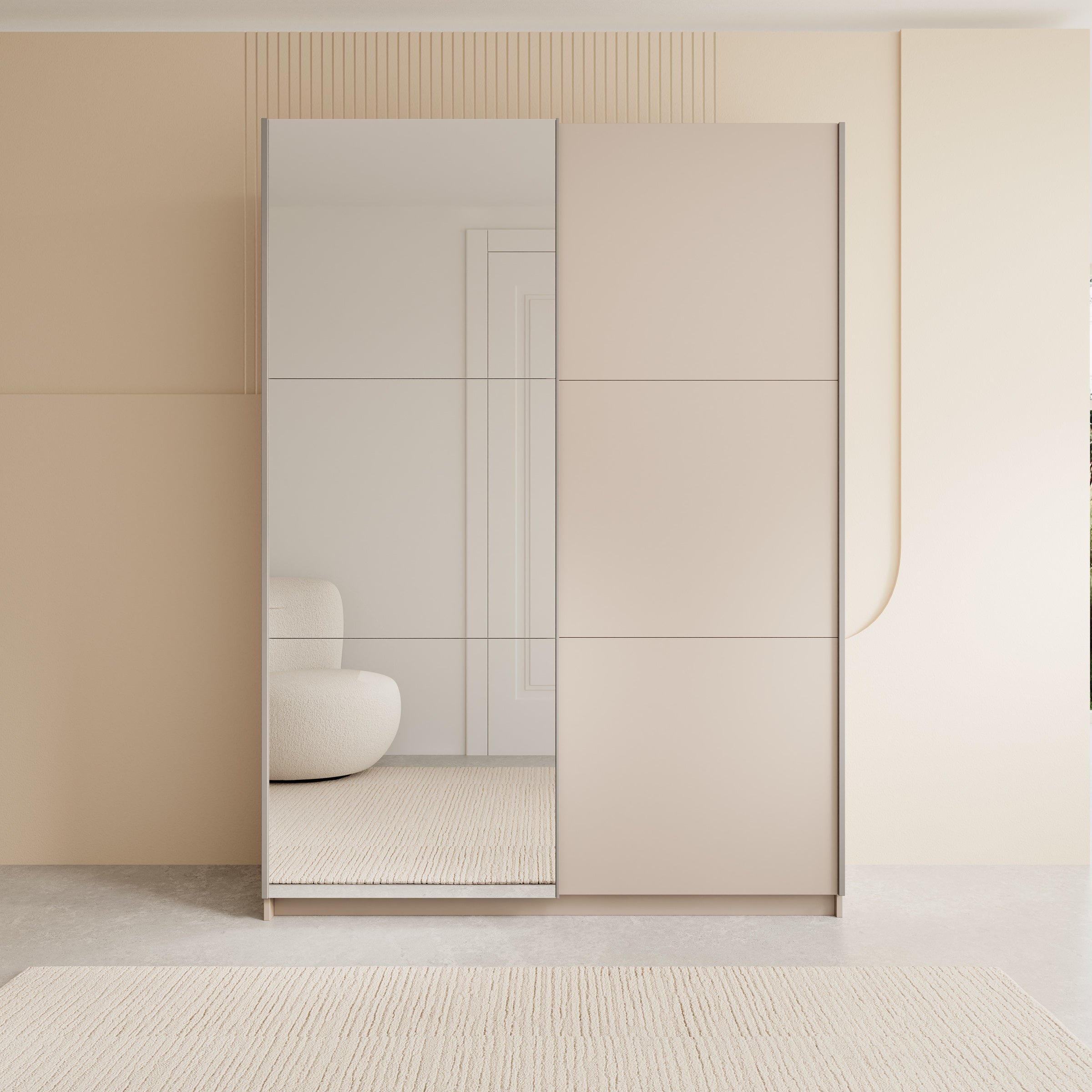 Andros - Kledingkast met schuifdeuren - Beige - 150x58x207 cm