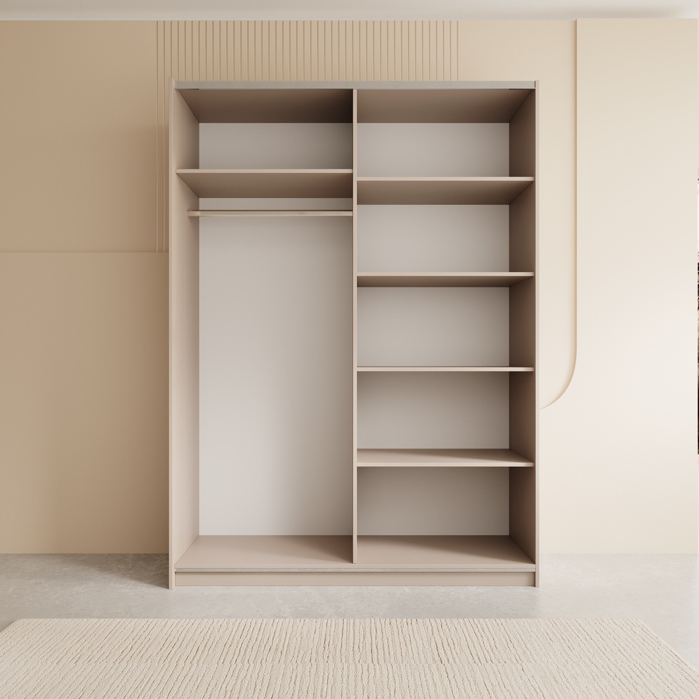 Andros - Kledingkast met schuifdeuren - Beige - 150x58x207 cm