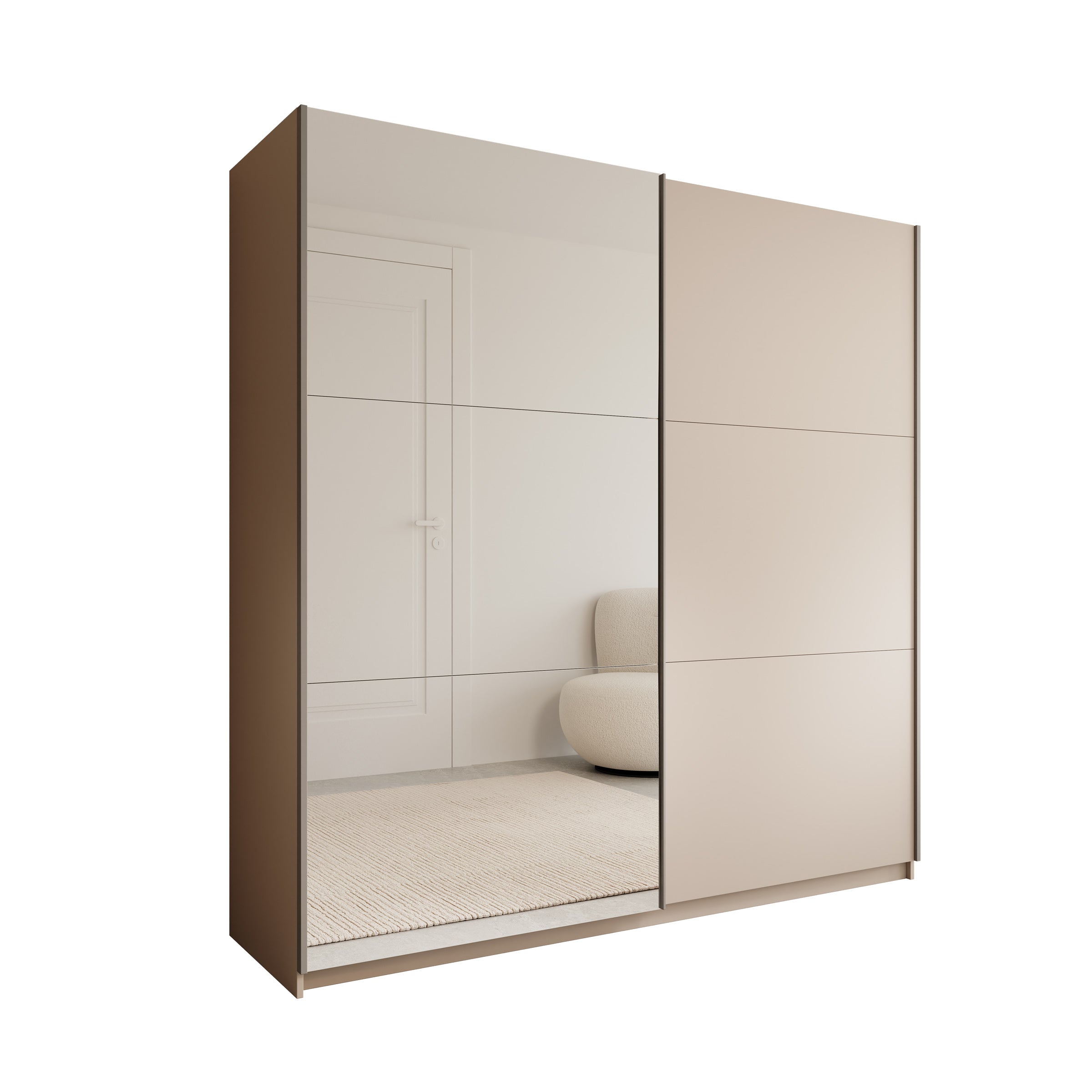 Andros - Kledingkast met schuifdeuren - Beige - 200x58x207 cm